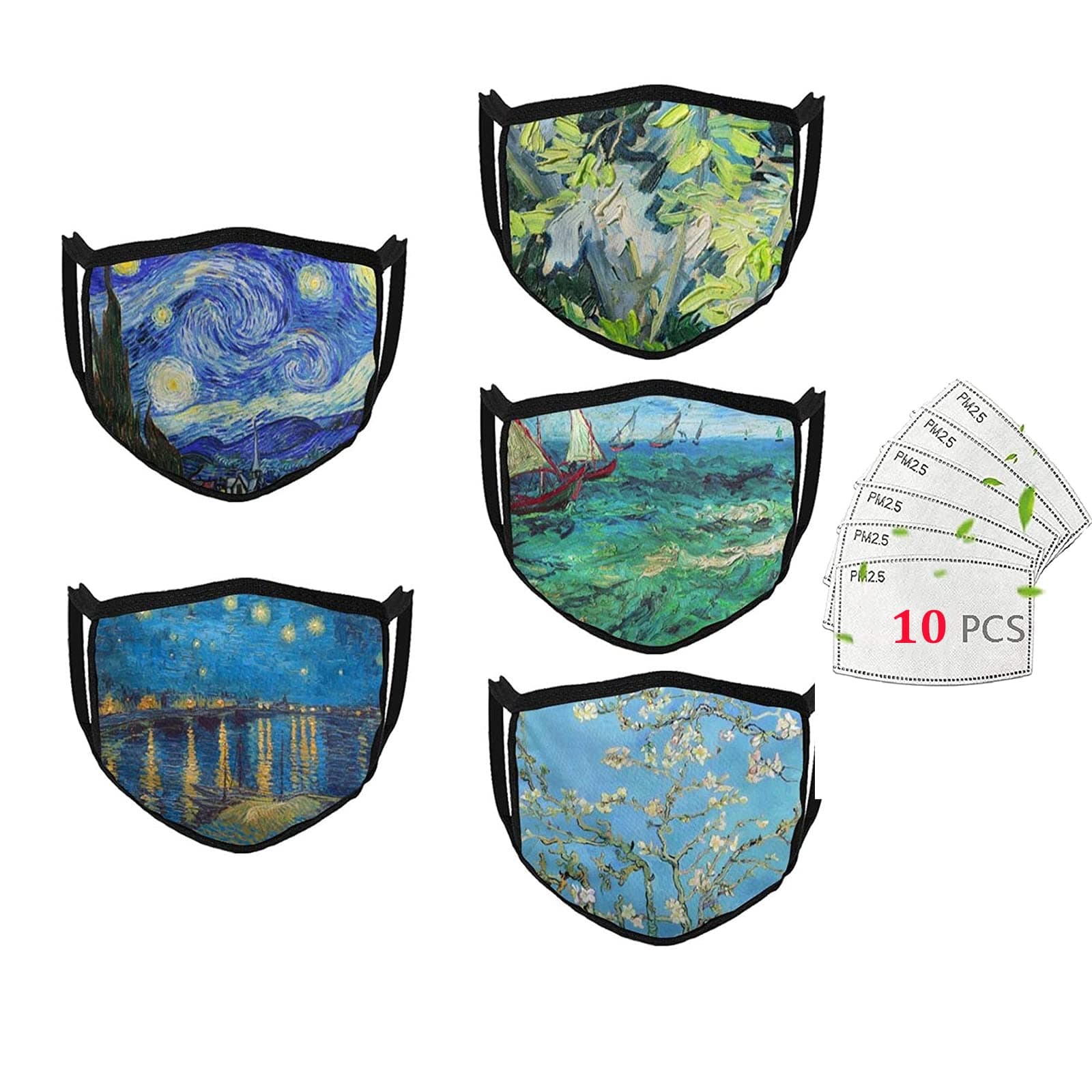 Van Gogh Face Mask Washable Reusable Adjustable Cloth Face Mask Outdoor Dust-Proof Art Face Masks for Men Women
