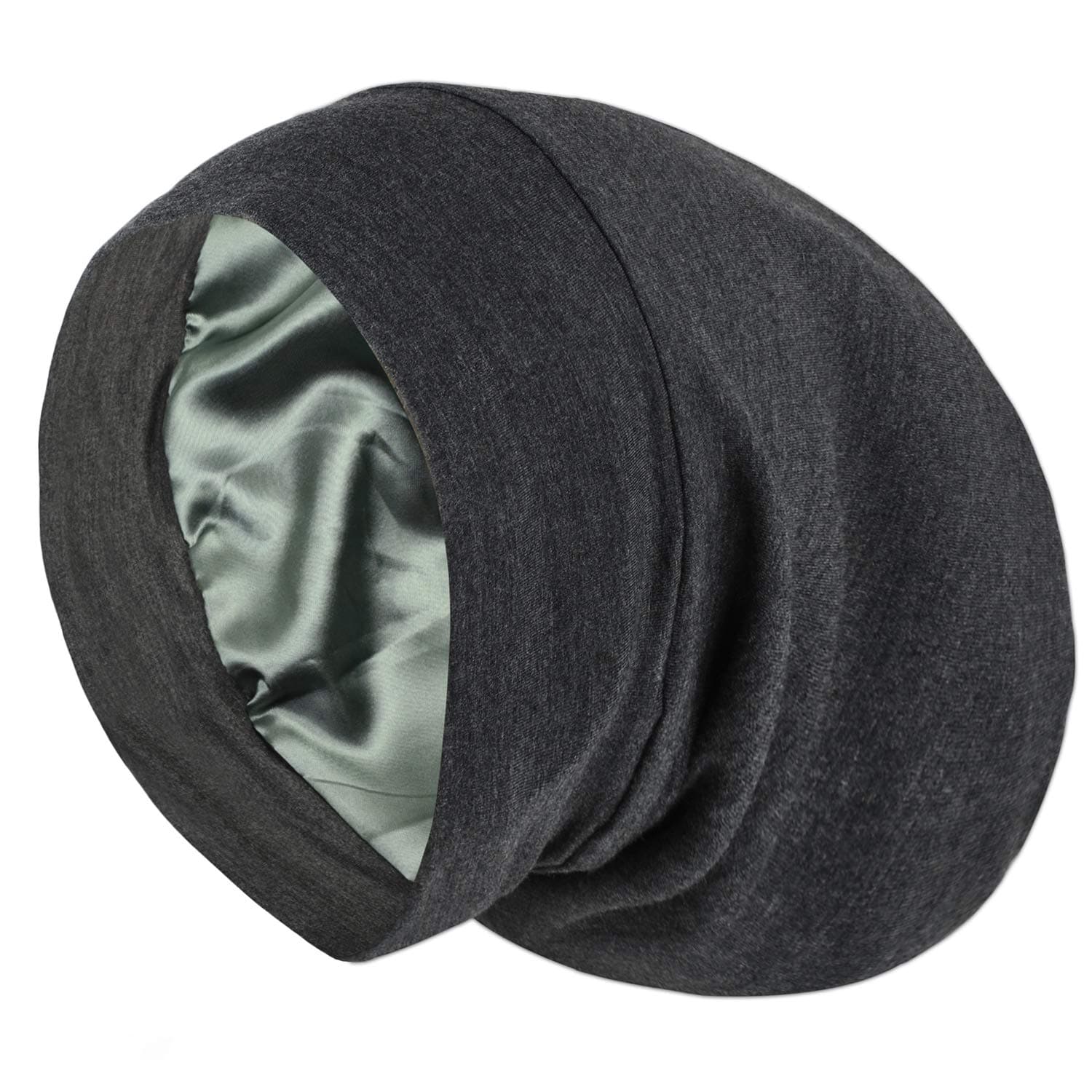ALEXANDER PRODUCTS Women's Satin Lined Sleep Cap Slouchy Beanie Slap Hat, Grey, L