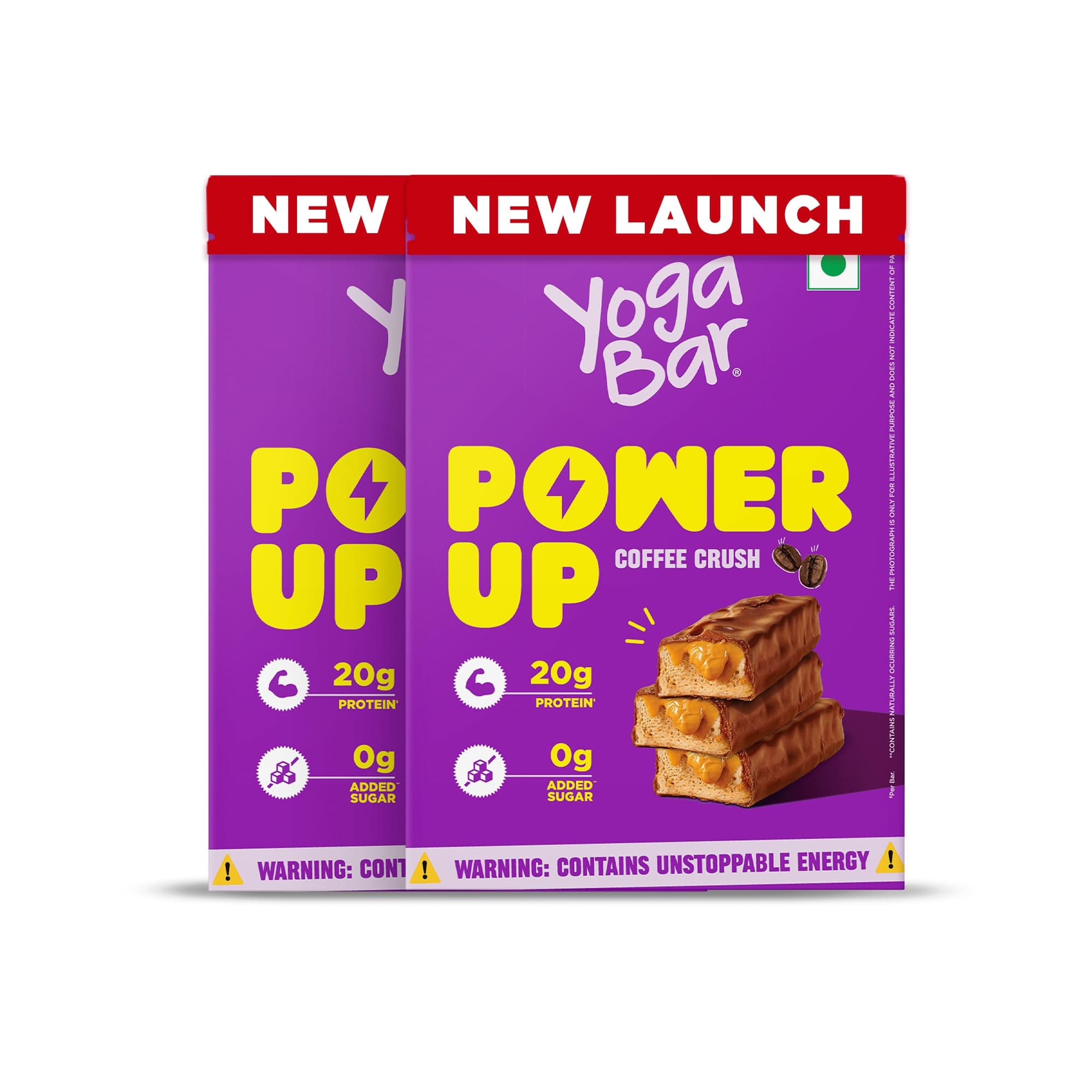 Yogabar Power Up 20G Protein Bar (10 Bars,Coffee Rush,No Added Sugar)|Least Net Carbs|Zero Added Sugar Protein Bars|High Protein Blend - Whey Protein Concentrate,Isolate,Peanuts & Soy