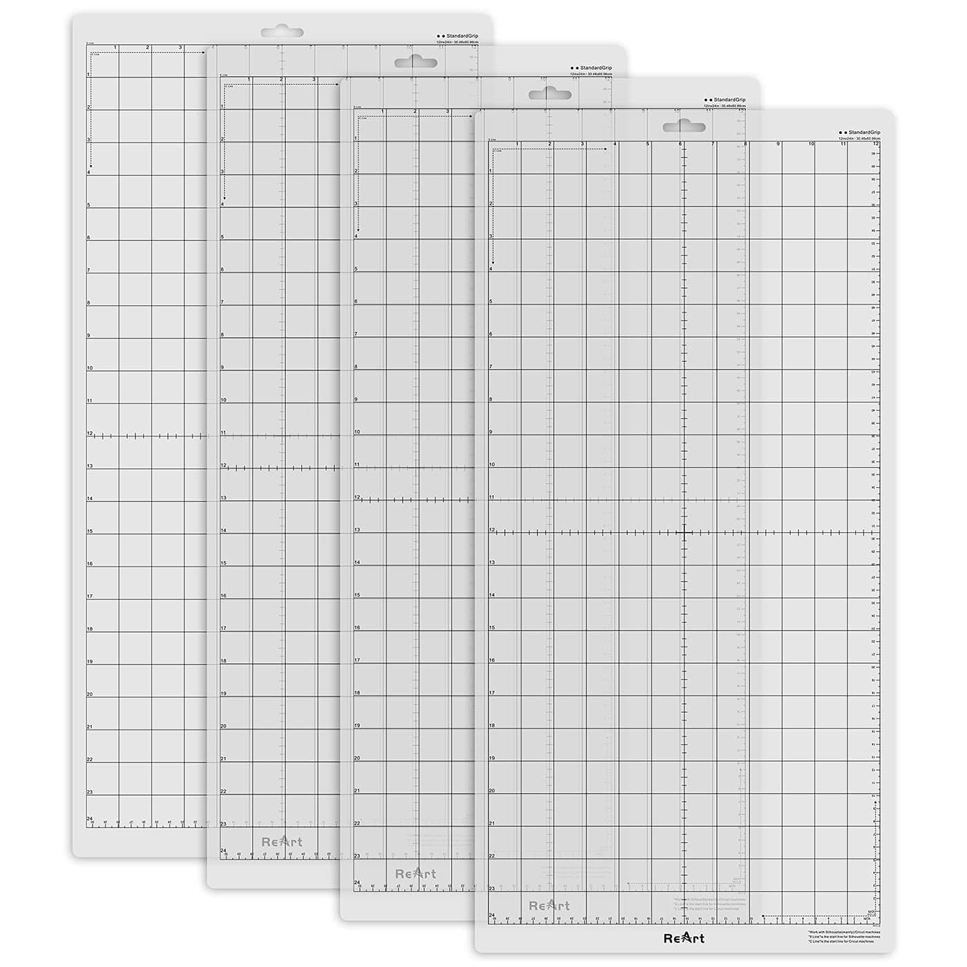 Standard Grip Cutting Mat for Silhouette Cameo 4 Packs 12" x 24" - Adhesive Cutting Mat Replacement Set Matts Vinyl Craft