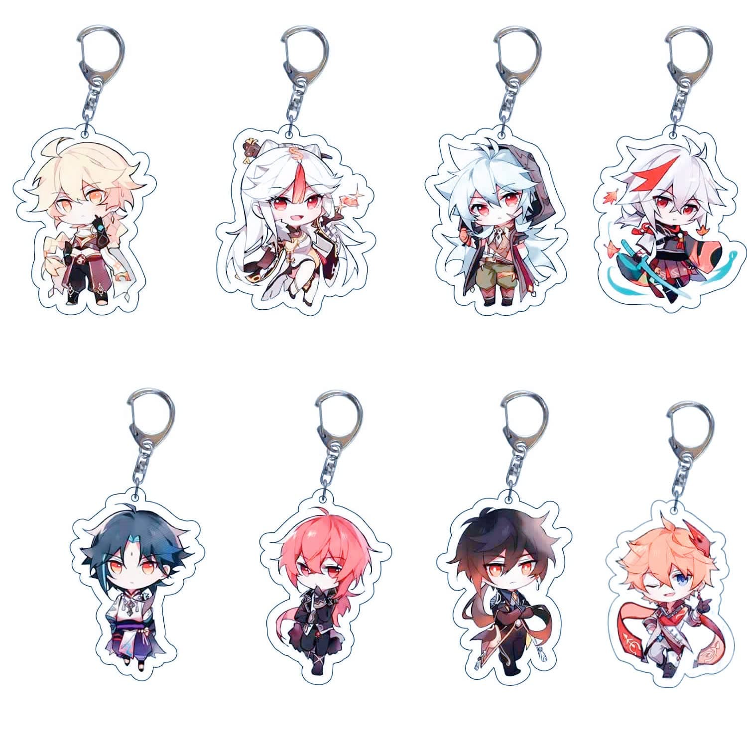 MadelYN 8Pcs Genshin Impact keychains Cute Game Acrylic Keychain Japanese Anime Cartoon Key Charm Rings Anime Figure Keyring Accessories, 5-6CM