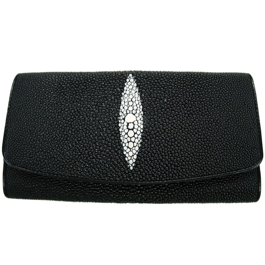 Stingray Leather Ladies Tri-fold Wallet in Black
