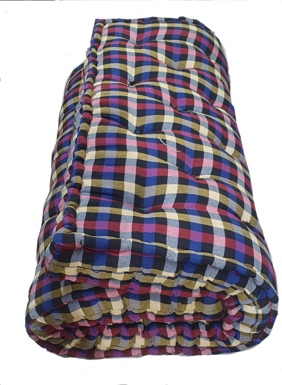 MRH HANDLOOM Rajasthan Handloom Primium Quality Soft Cotton Multicolour Large Bed Size Mattress (72 x 48 Inch) 8Kg
