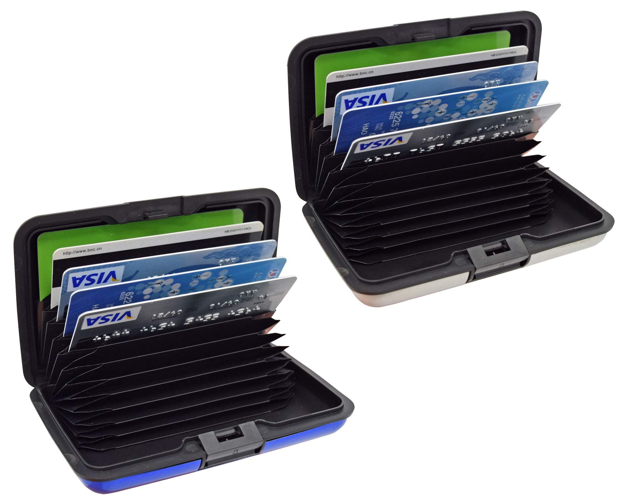 UTRAX 12 Slots Metal Cards Wallet Multi Pockets Aluminum Purse Credit Card Organizing Hard Case Holder for RFID Scan Protection (Two Random Color)