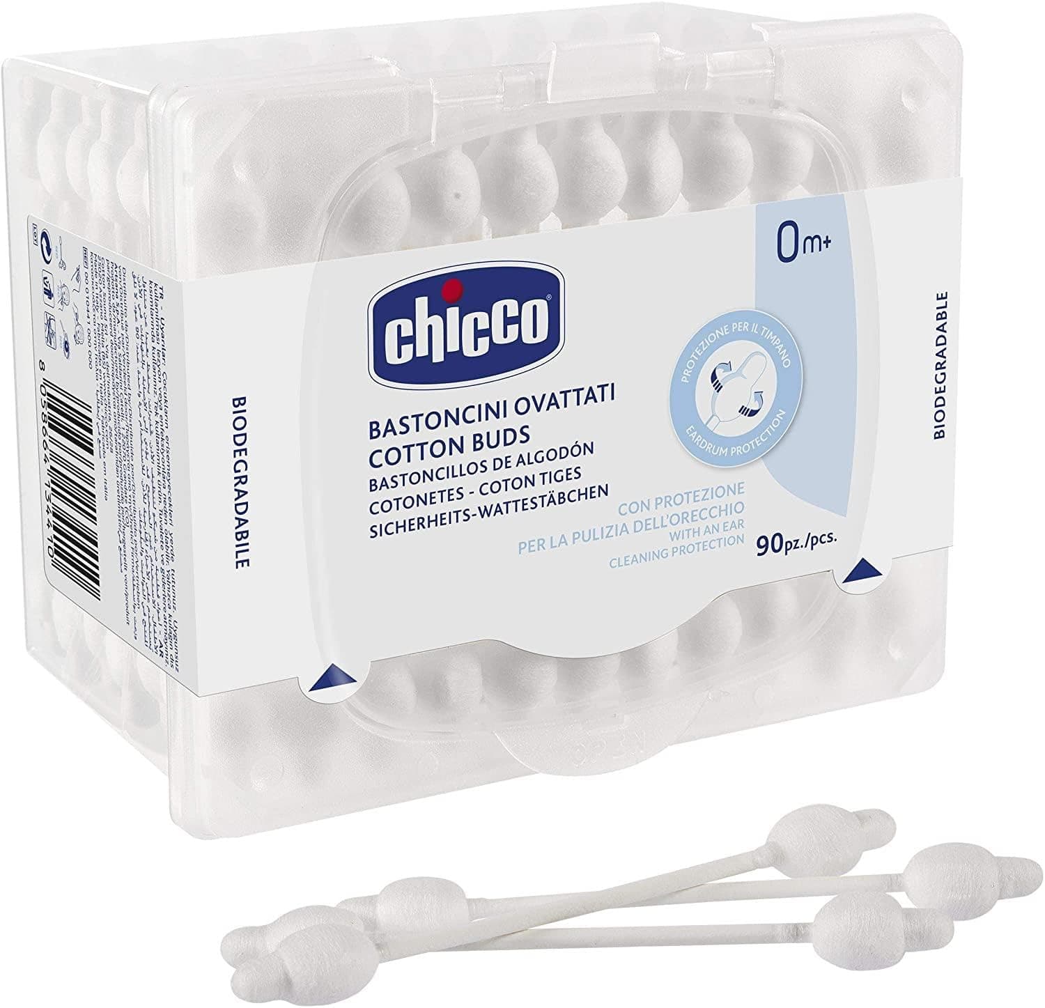 Chicco Cotton Buds With Ear Protection, 90 Pieces