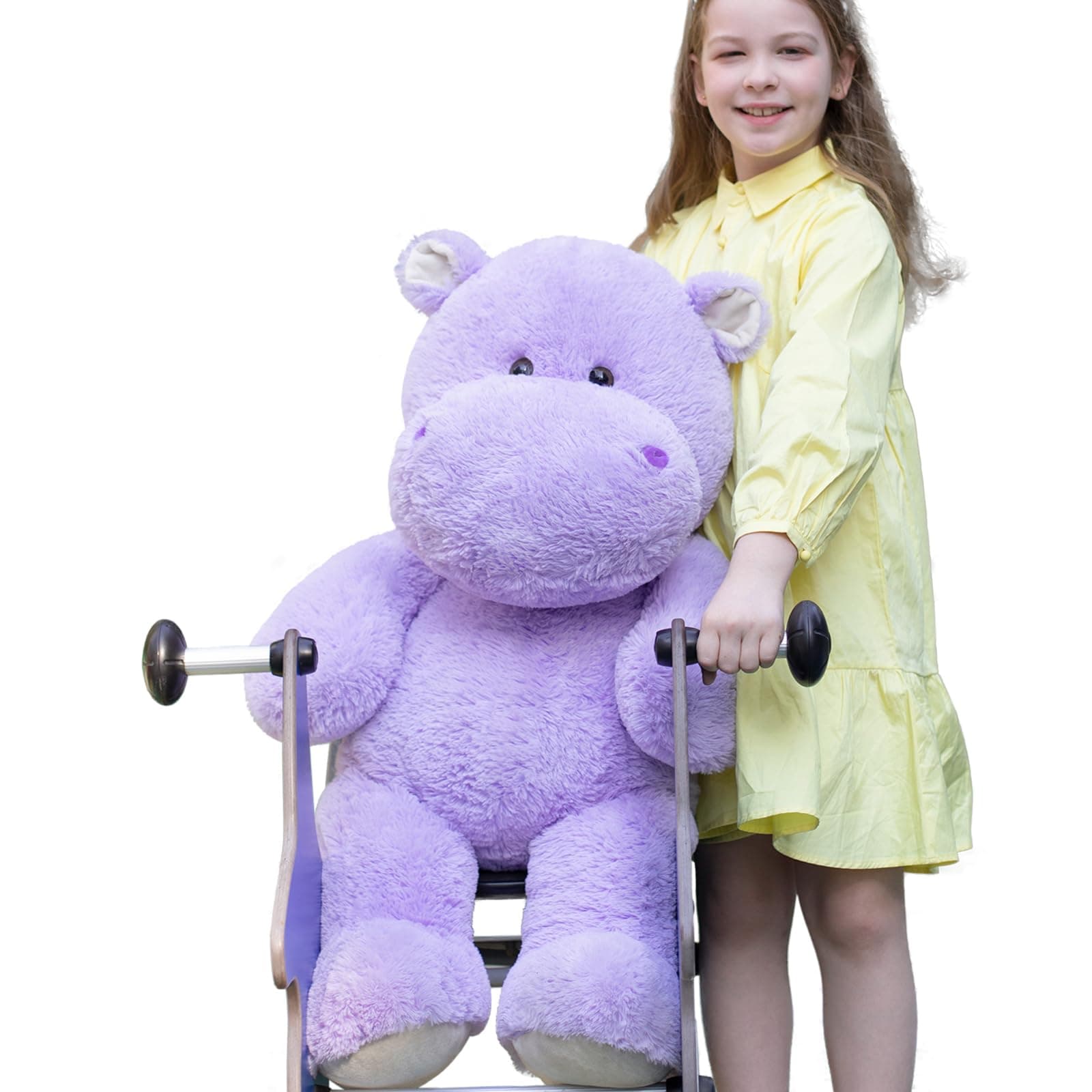 Giant Humongous Hippo Stuffed Animal, 36" Oversized Plush, Soft Hug Cute Jumbo Hippo Toy Plush Gift for Kids, Purple