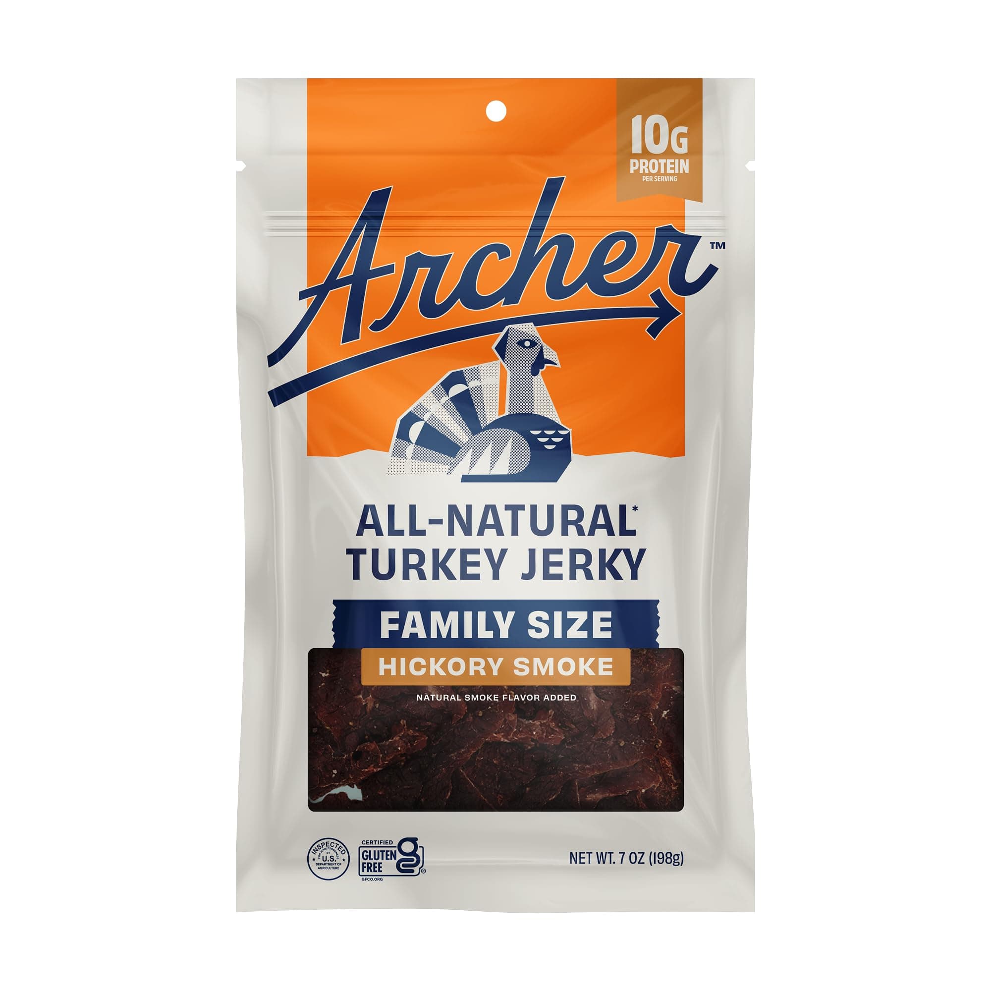 Country Archer Hickory Smoke Turkey Jerky By, Antibiotic Free, Gluten Free, 7 Ounce
