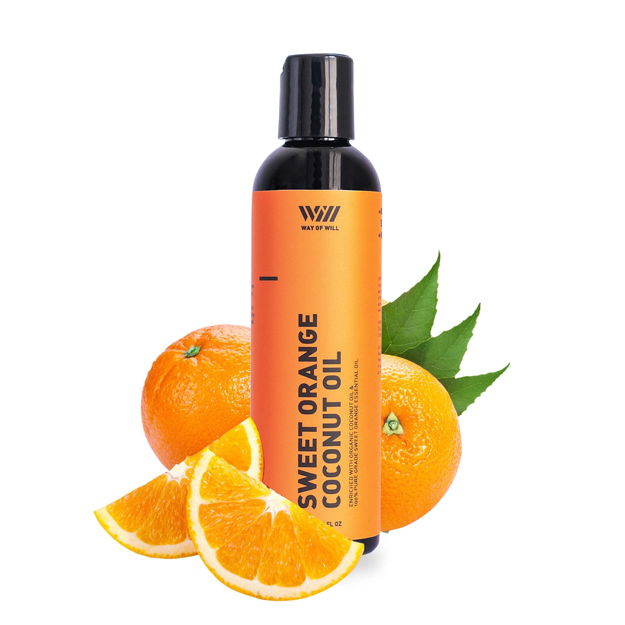 Way Of Will Coconut Oil for Skin and Hair, Extra Virgin Coconut Oil with Mood-Boosting Sweet Orange Essential Oil, Moisturizes Skin and Conditions Hair, 120 mL
