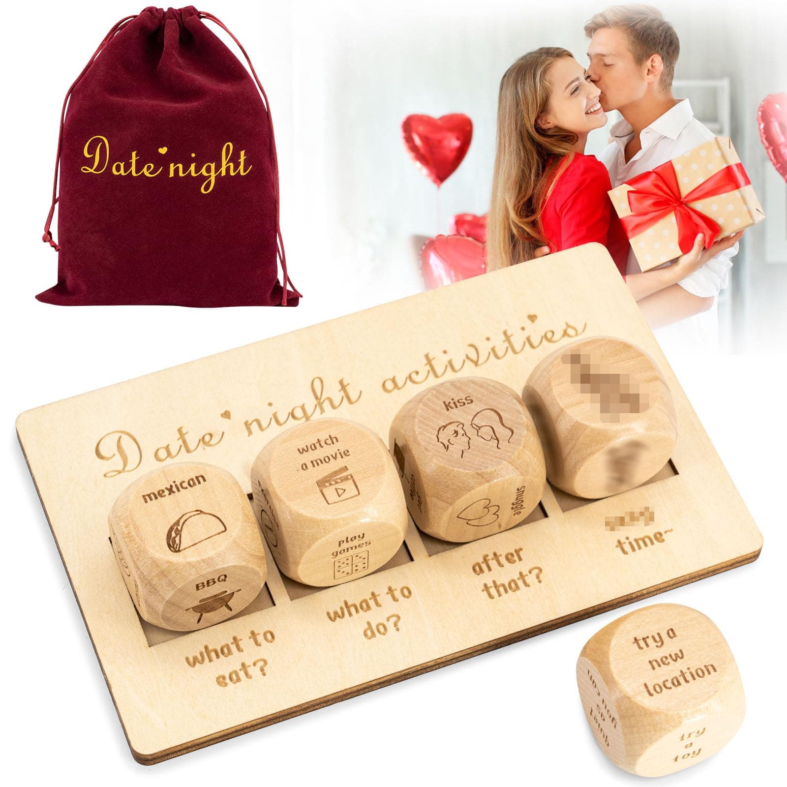 Date Night Dice for Couples, Date Cubes Romantic Anniversary Birthday Gifts, Naughty Date Night Games Decision Dice Anniversary Christmas Birthday Gifts