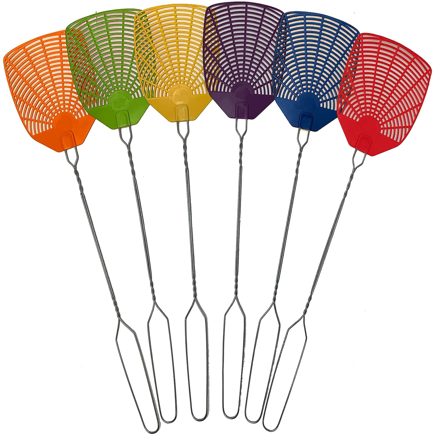 W4W Bug & Fly Swatter – Braided Metal Handle 6 Pack Fly Swatters – Indoor/Outdoor – Pest Control flyswatter