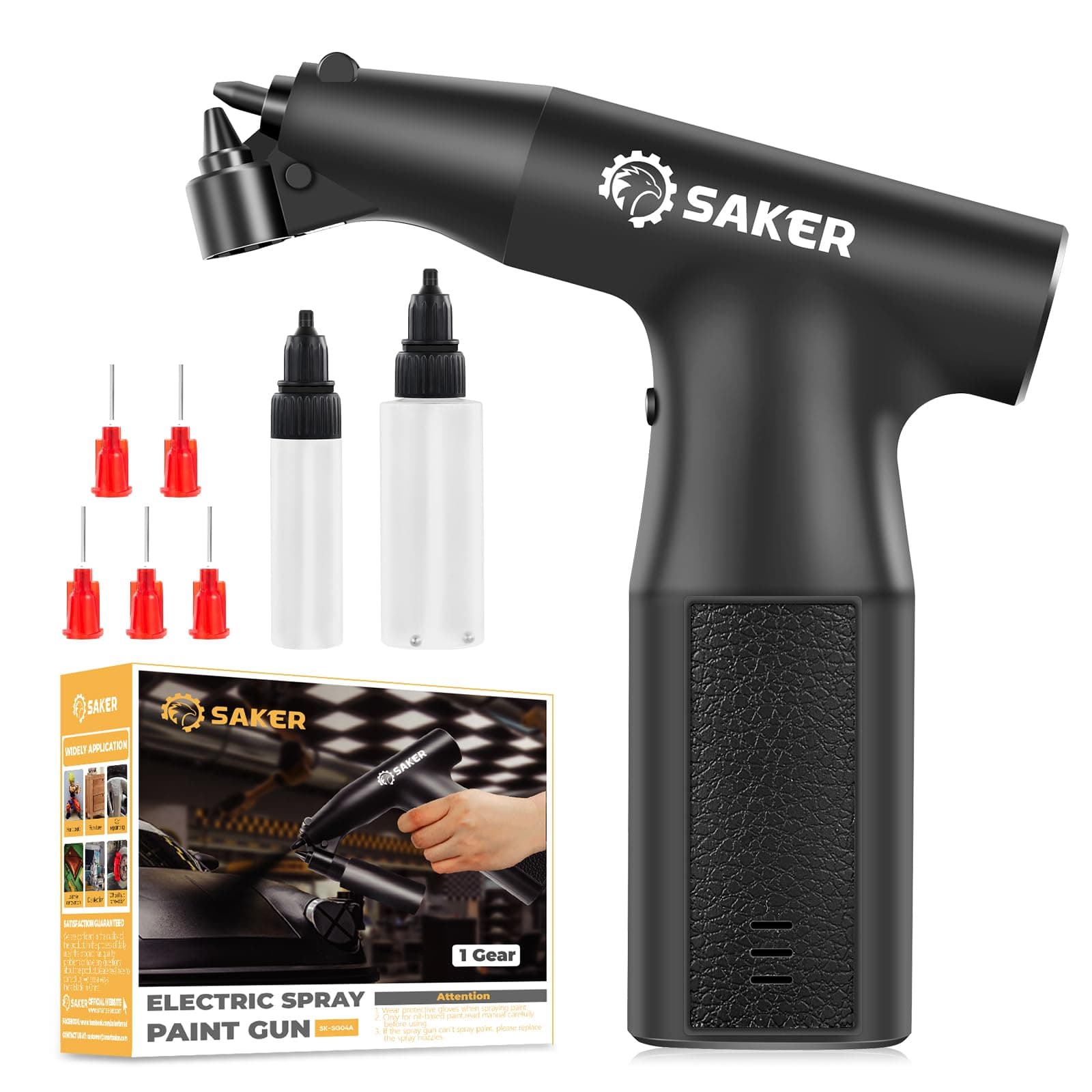 Saker Mini Electric Paint Sprayer for Car Paint Scratch Repair, Cordless Handheld Airbrush for Cars High Power Spray Paint Gun for Painting Cabinet,Paint Repair and DIY(1 Gear 0.5 MM)