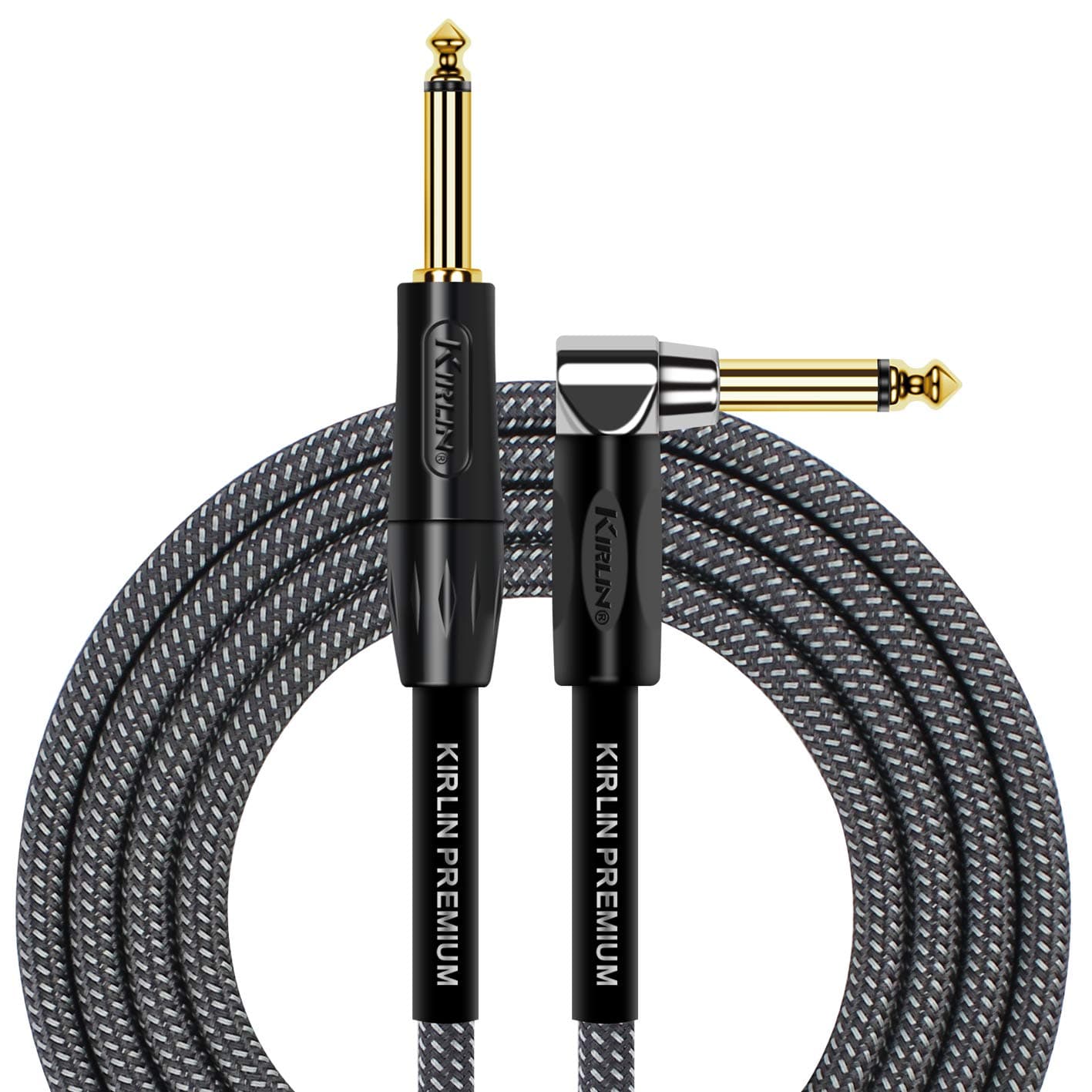 KIRLIN Cable IWB-202BFGL-10/CA 10-Feet Premium Plus Instrument Cable, Carbon Gray Woven Jacket