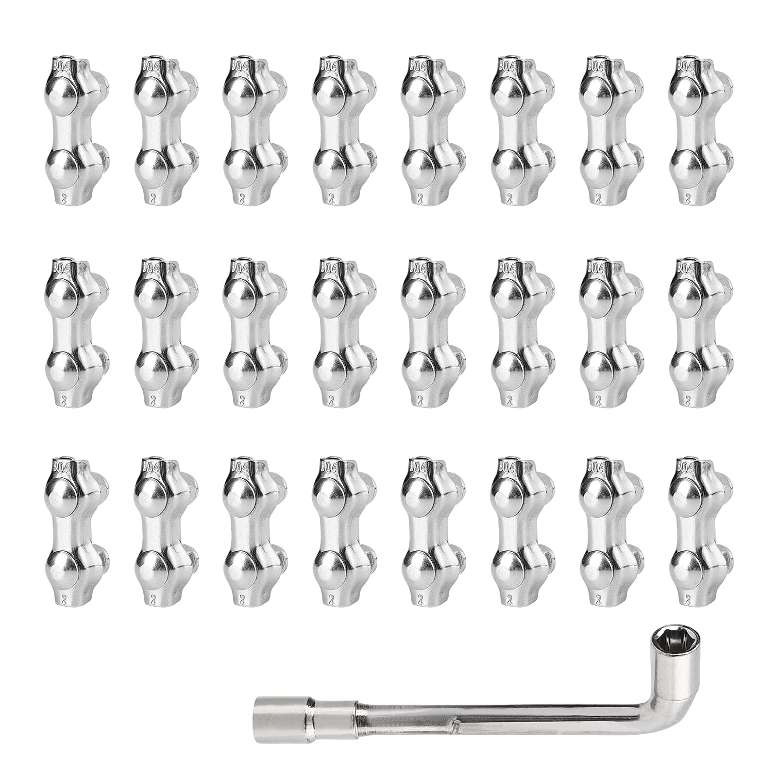 TooTaci24pcs M2 Duplex Wire Rope Clips, 304 Stainless Steel Duplex Double Bolt Cable Clamp with Anti-Loosening Lock Nuts, Wire Rope Clamps Fasteners for 1/16 Inch (1.5mm-2mm) Diameter Wire Cable