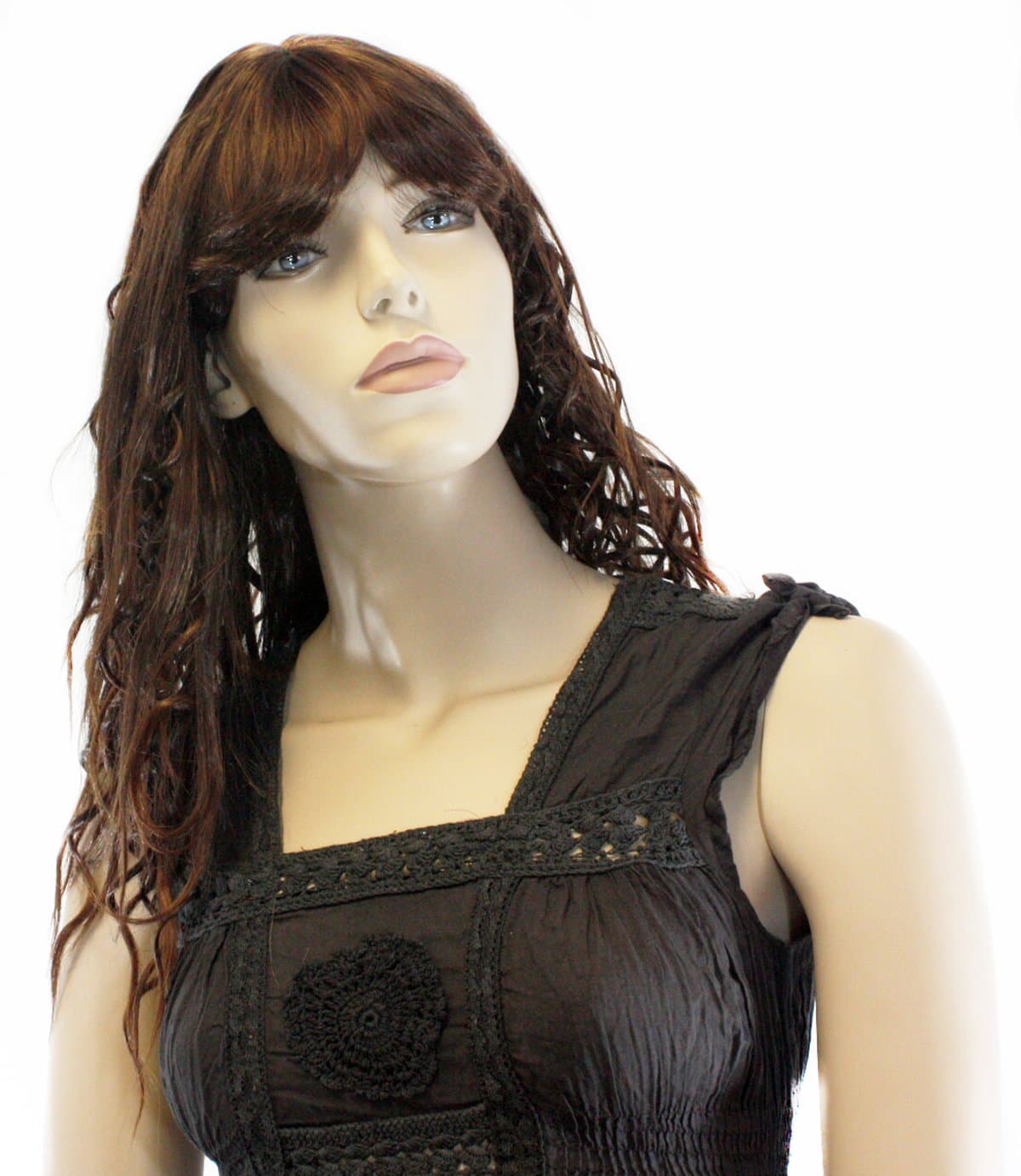 Ladies Park Lane 30in. Brown Root Tipped with Medium Auburn Wig with Bangs