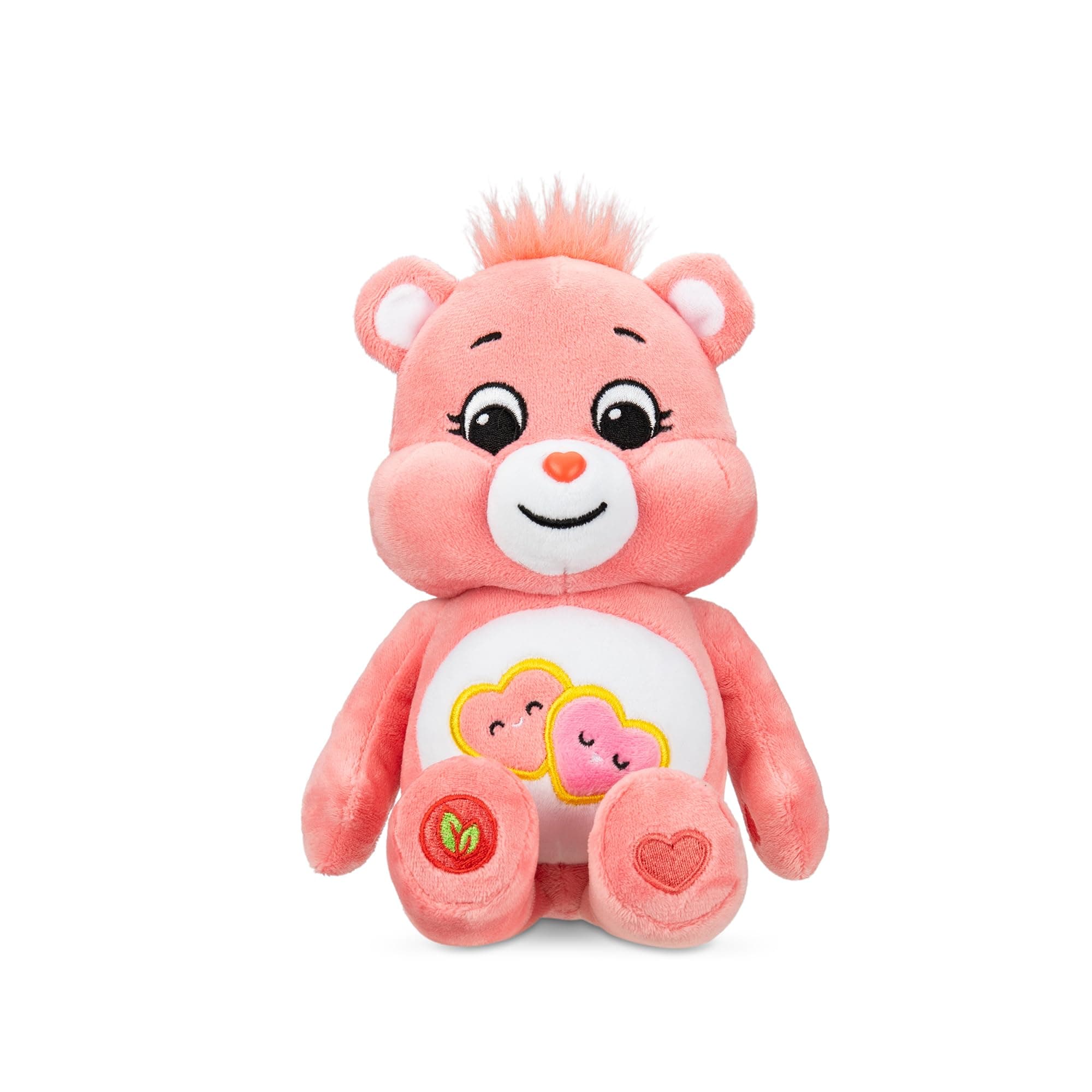 Care Bears Basic Fun Love-A-Lot Bear 22 cm Bean Plush - Collectable Cuddly Toy with Heart Belly Badge, Cuddly Gift for Children from 4 Years, Ideal for Girls and Boys