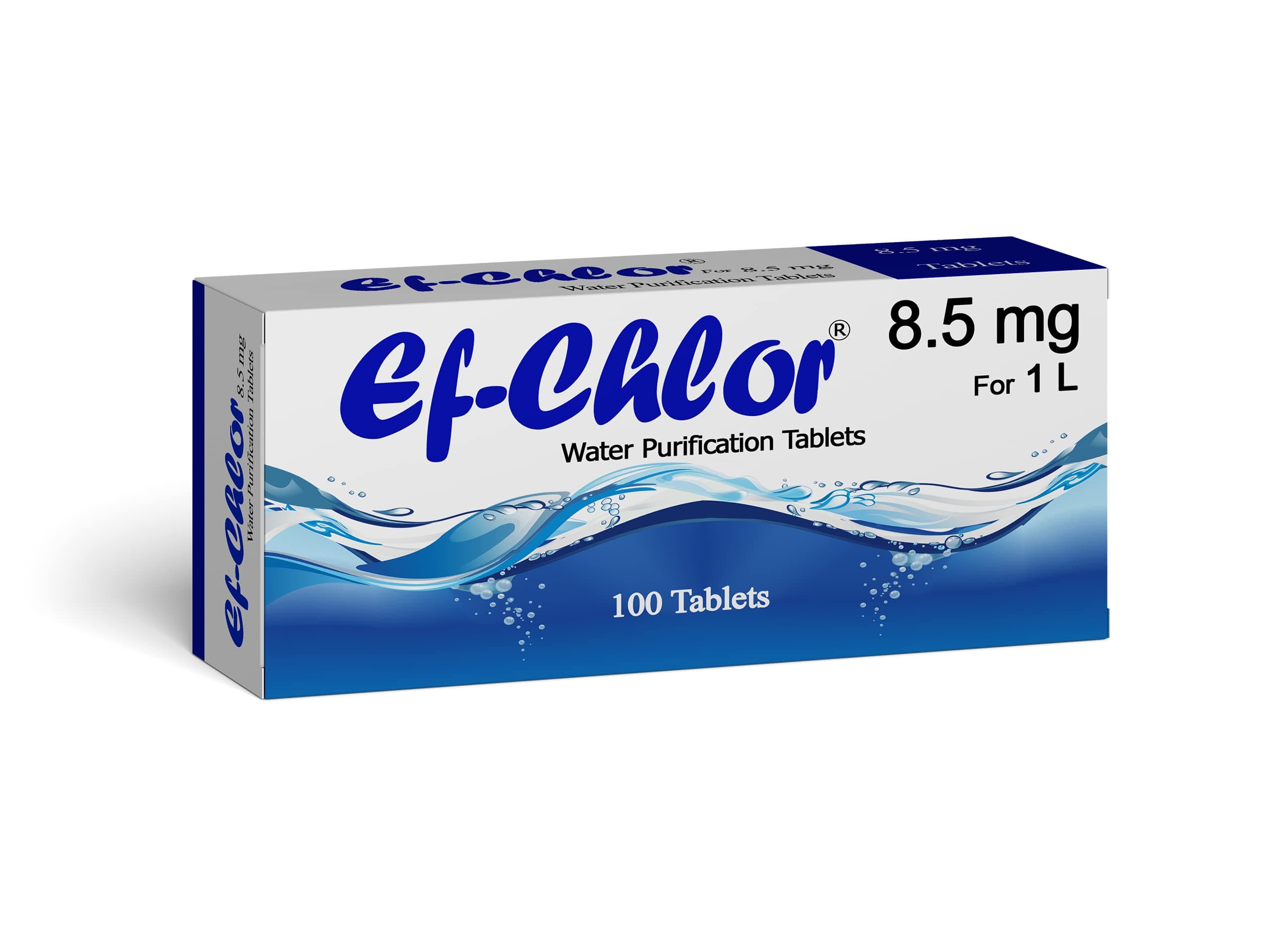 Ef-Chlor 8.5 mg Water Purification Tablets (100 Tablets) – Compact, Fast-Acting, and Reliable Solution for Safe Drinking Water in Emergencies, Travel, Hiking, Camping, and Outdoor Adventures