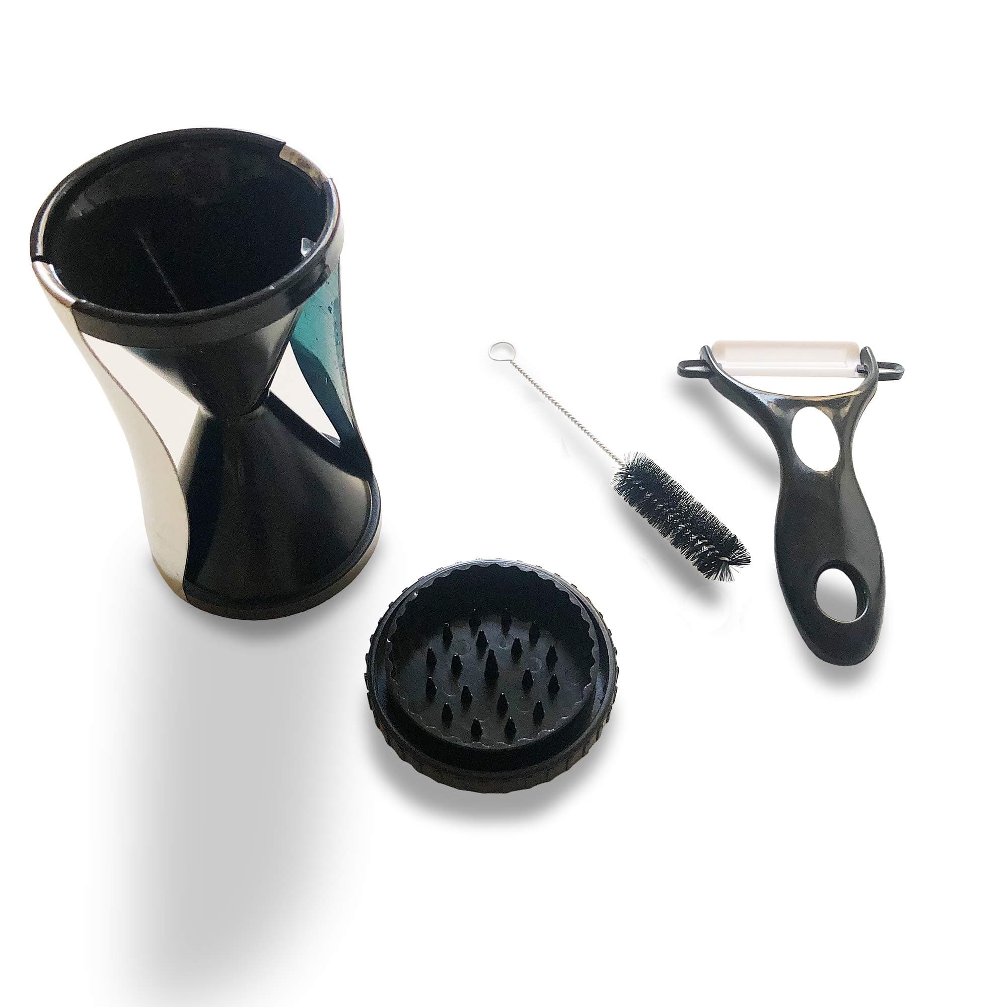 Vegetable Spiralizer & Peeler Set | Includes efficient spiralizer, sharp peeler, handy cleaning brush and smart storage bag | Perfect for courgetti/zucchini noodles and more | From Jean Patrique