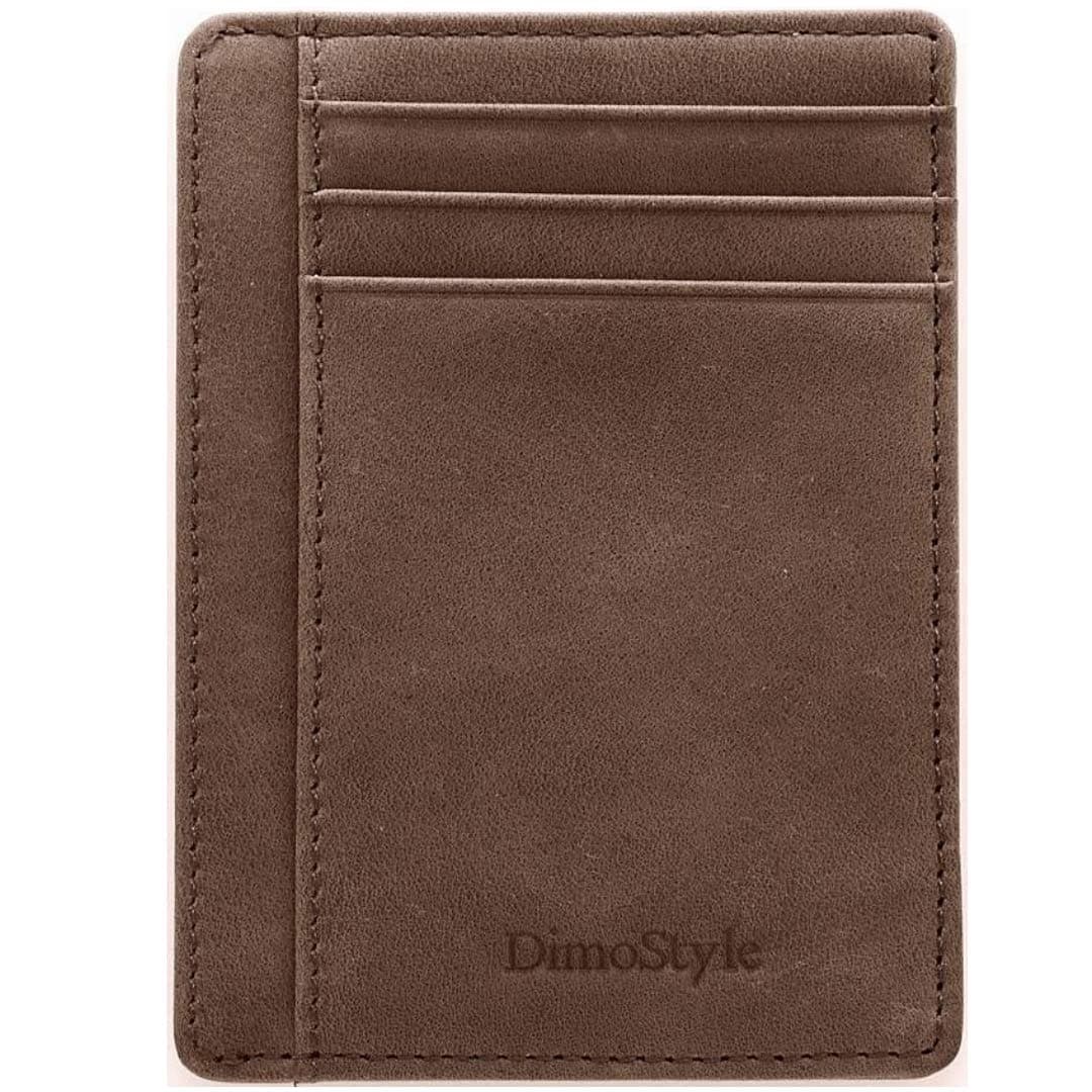 Dimostyle Wallet for Men - Men Wallet Leather - RFID Credit Card Holder - Slim Wallet for Men (Brown Crazy Horse)