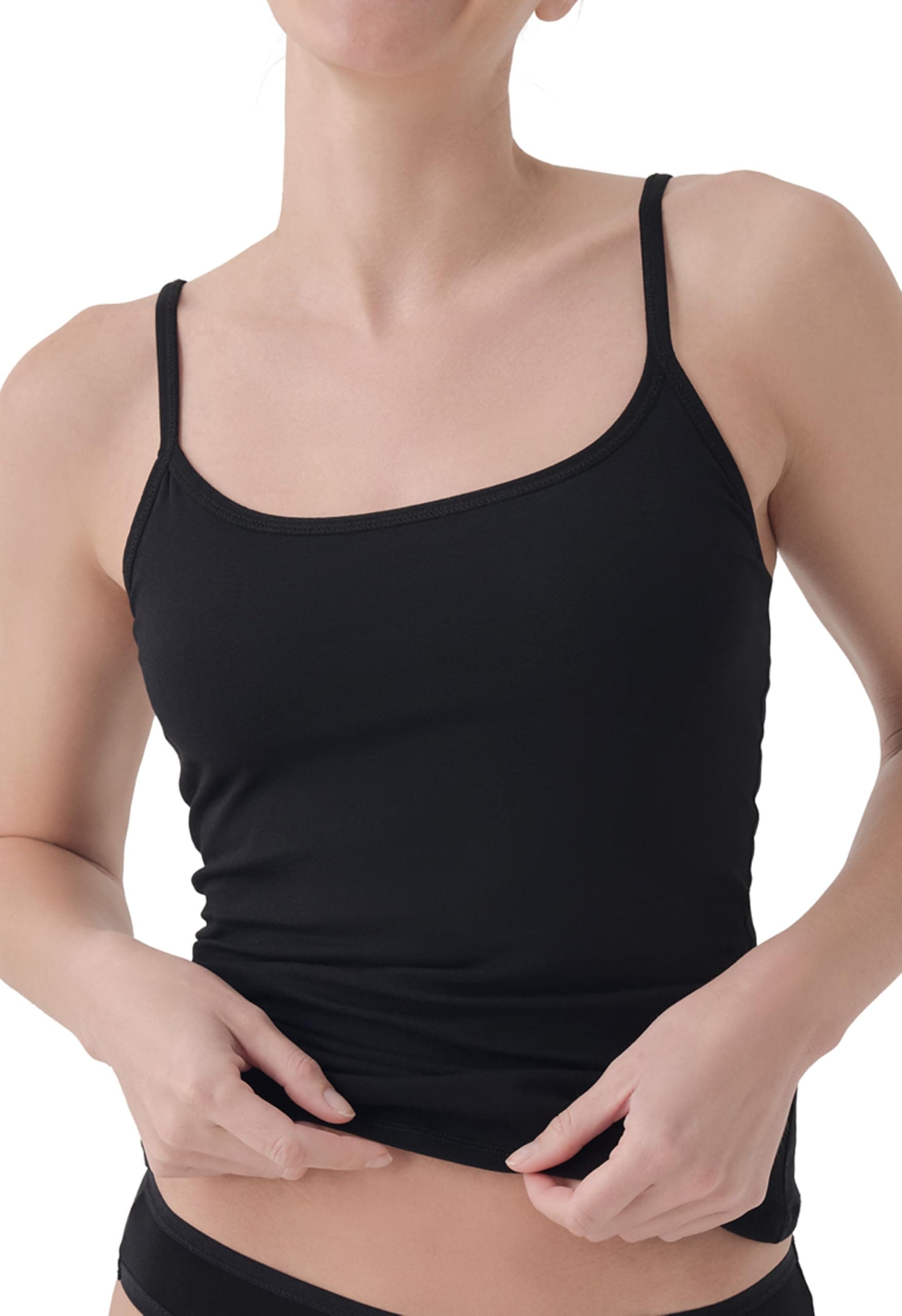 Womens Cotton Camisole Tank Top with Built-in Shelf Bra