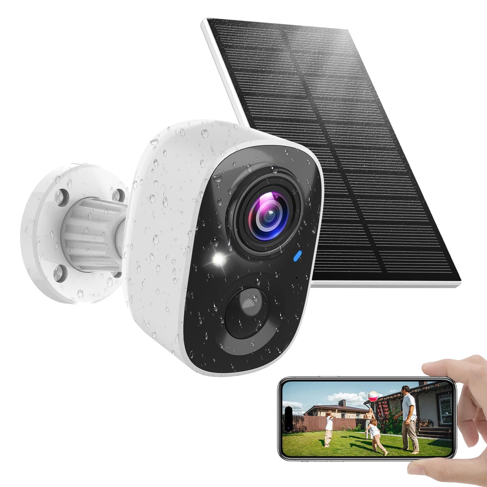 Solar Camera Outdoor Wireless, 2.4GHz Wi-Fi Security Camera with AI Motion Detection, Cameras for Home Security with 2K Color Night Vision, Two-Way Talk, IP66 Weatherproof, Cloud/SD Storage
