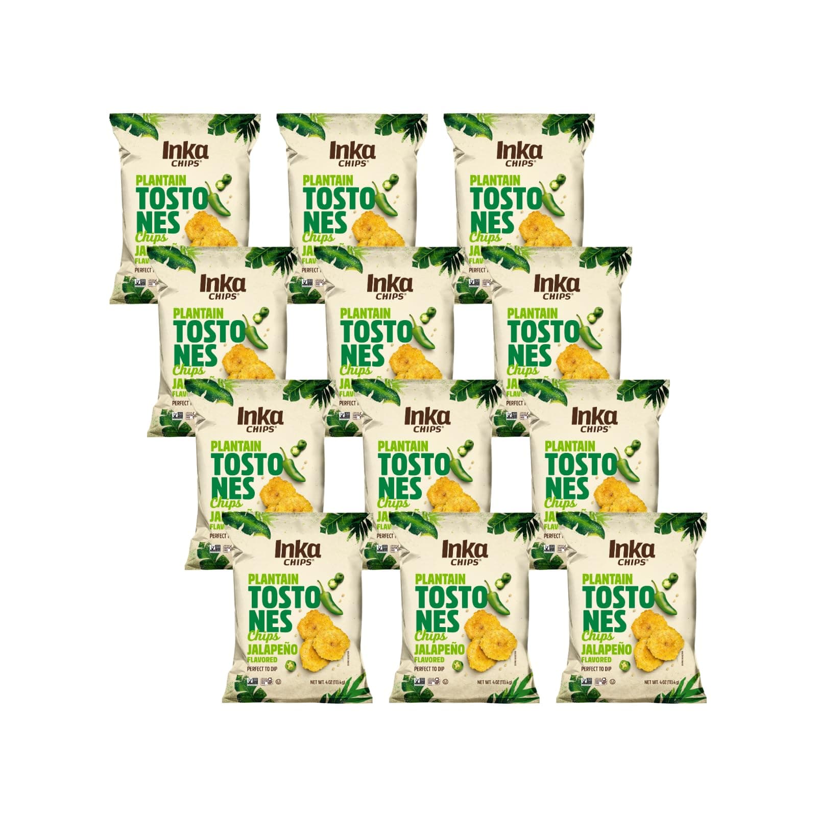 - Inka Jalapeño Flavored Tostones Chips, Gluten Free, Non GMO, 4 Ounces (Pack Of 12)