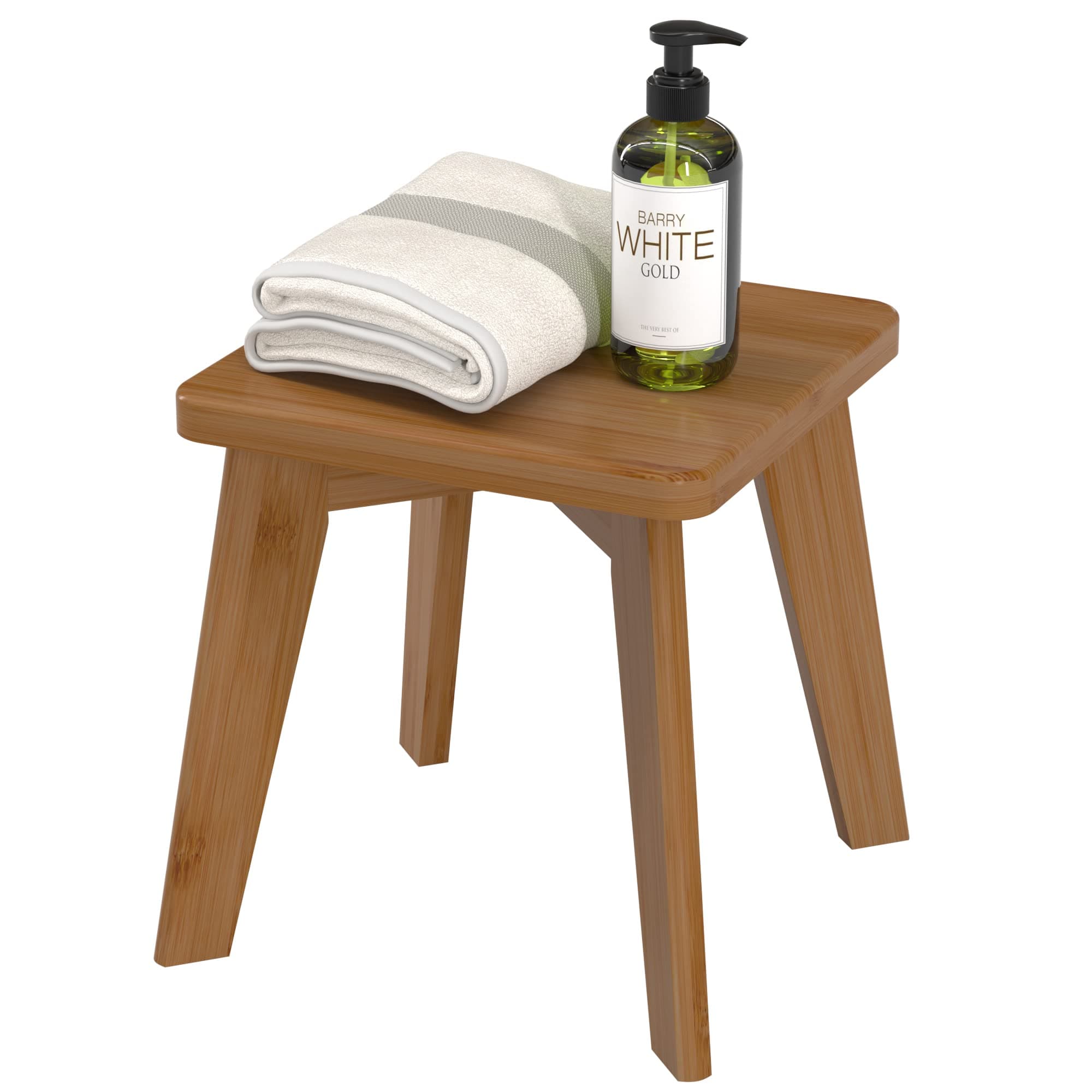 Step Stool Kitchen Bathroom Bedroom for Kids and Adults Wooden Foot Rest Stools Sturdy Bamboo Wood One Small Stool 10 inch