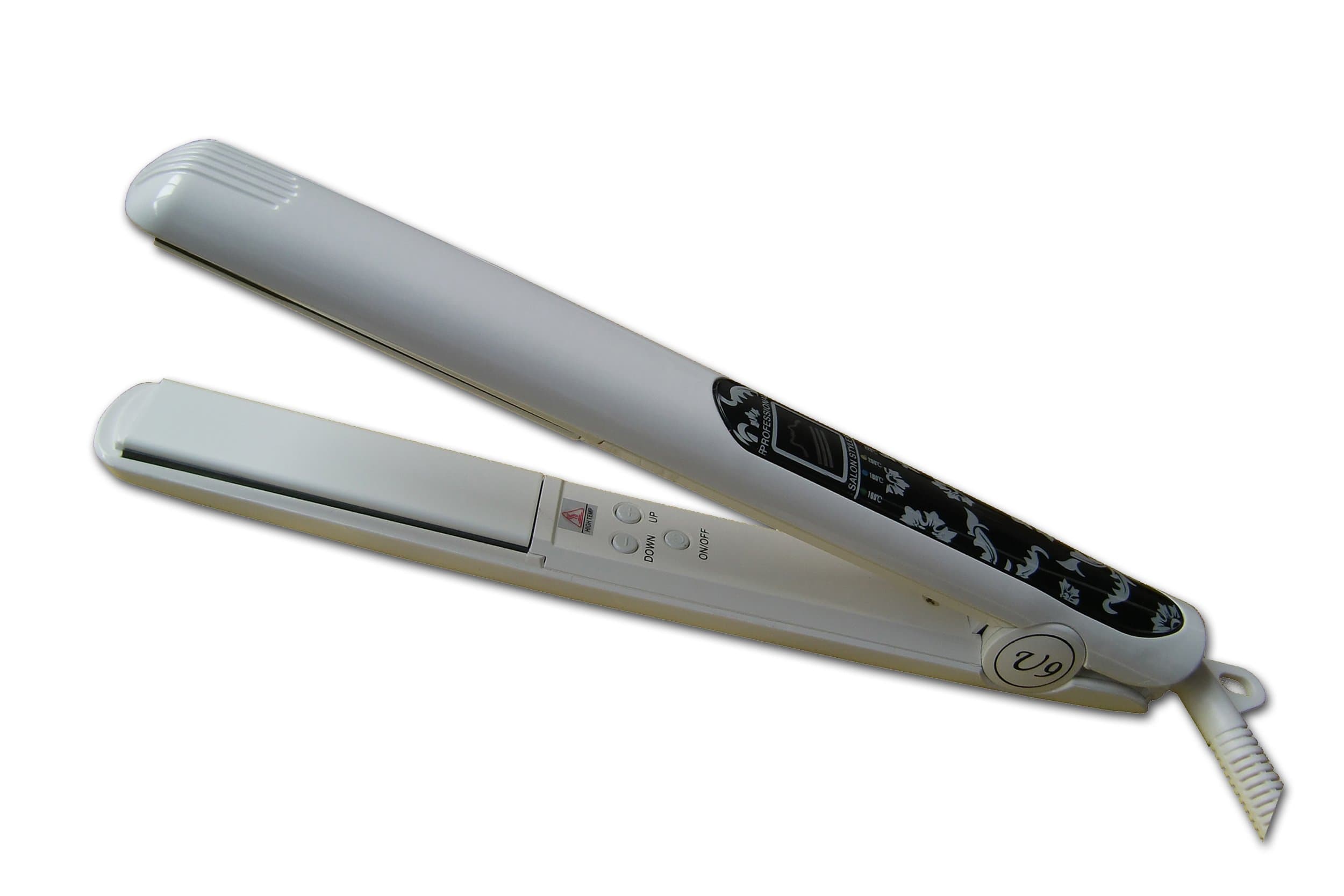 U9 Goddess Pure White 1 Inch Ionic Tourmaline Ceramic Hair Straightener Flat Iron Styler