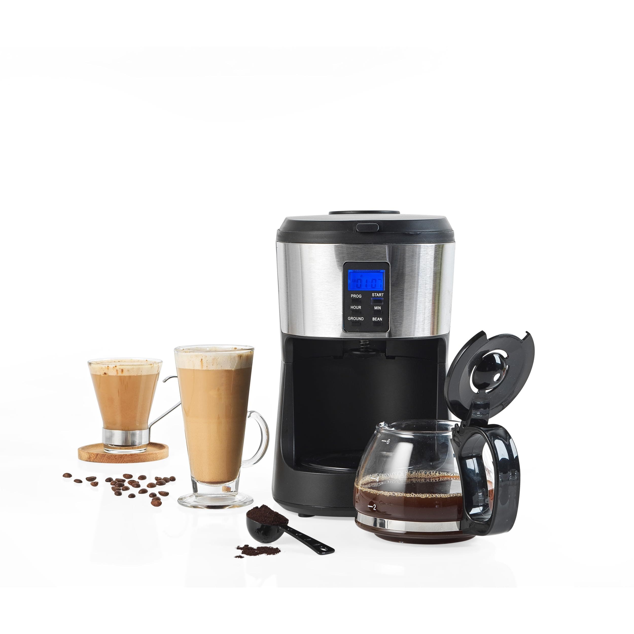 Salter EK4368 Bean to Jug Coffee Machine – Electric Coffee Grinder, 750ml Filter Coffee Maker with Reusable Filter, Digital Display with Programmable Timer, Keep Warm and Auto-Shut Off Function, Black