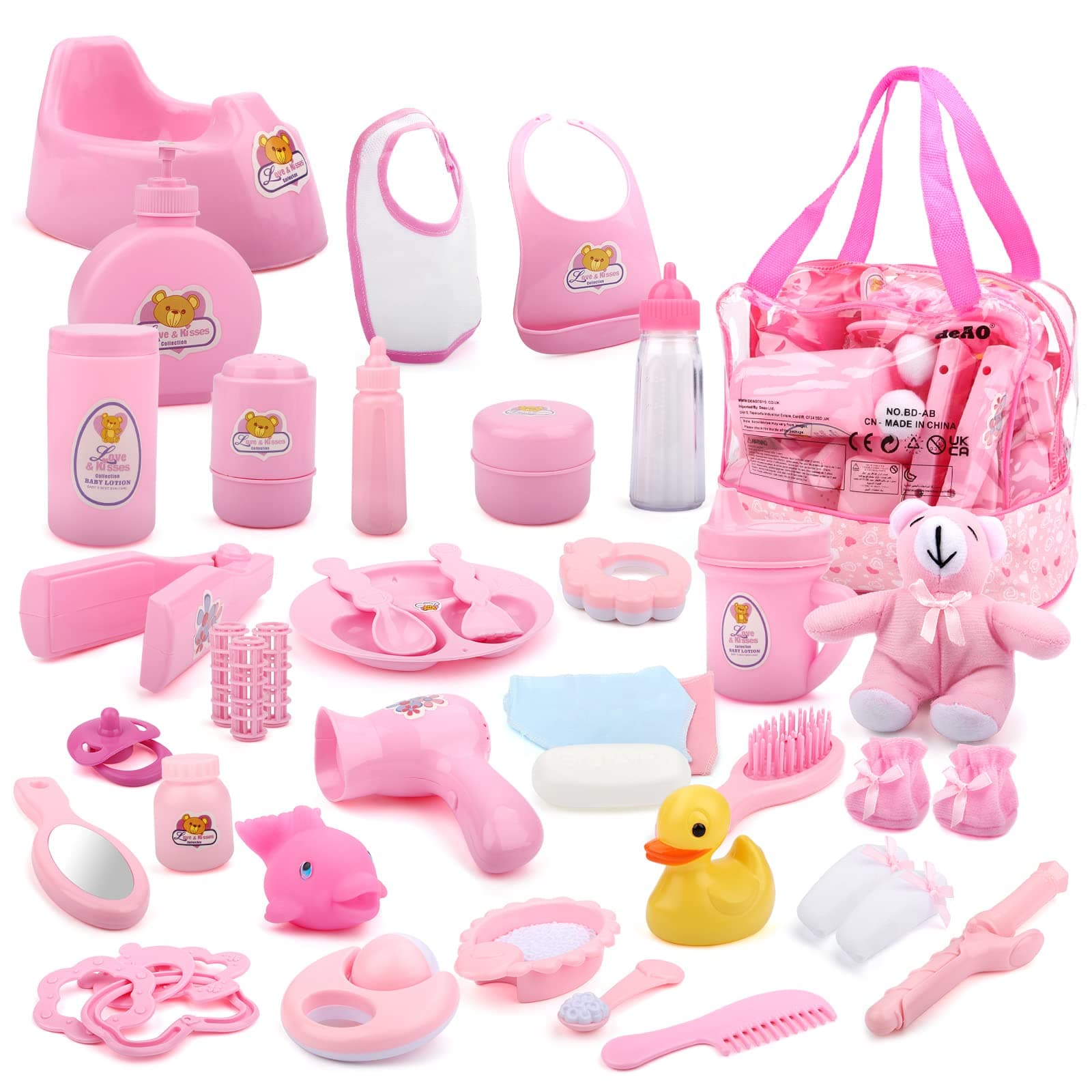 28 Piece Baby Doll Accessories Bag Baby Feeding Accessories Clothes Do