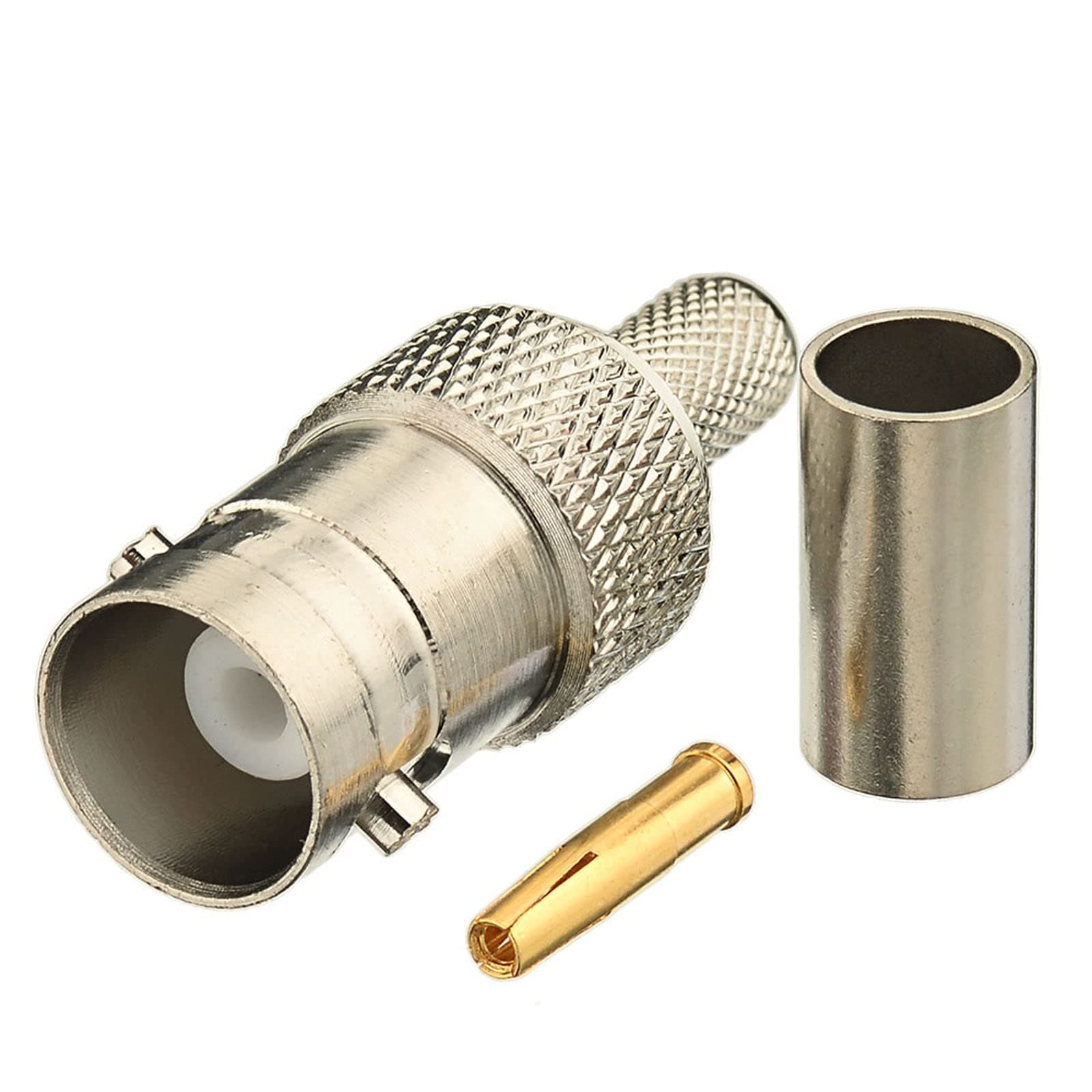 Eightwood 10pcs BNC Female Crimp RF Connector 50 ohm for RG58 RG142 LMR195 Cable