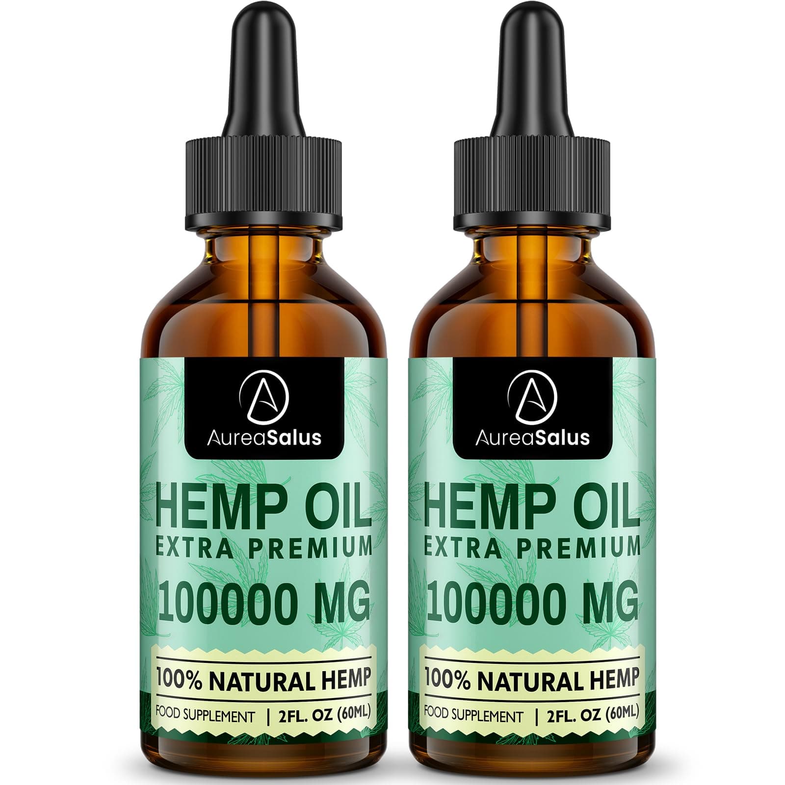 Premium Natural Oil 100000mg, 100% Natural Ingredients, Enrich Omega 3-6-9, Improve Sleep, GMO-Free (60 ml (Pack of 2))
