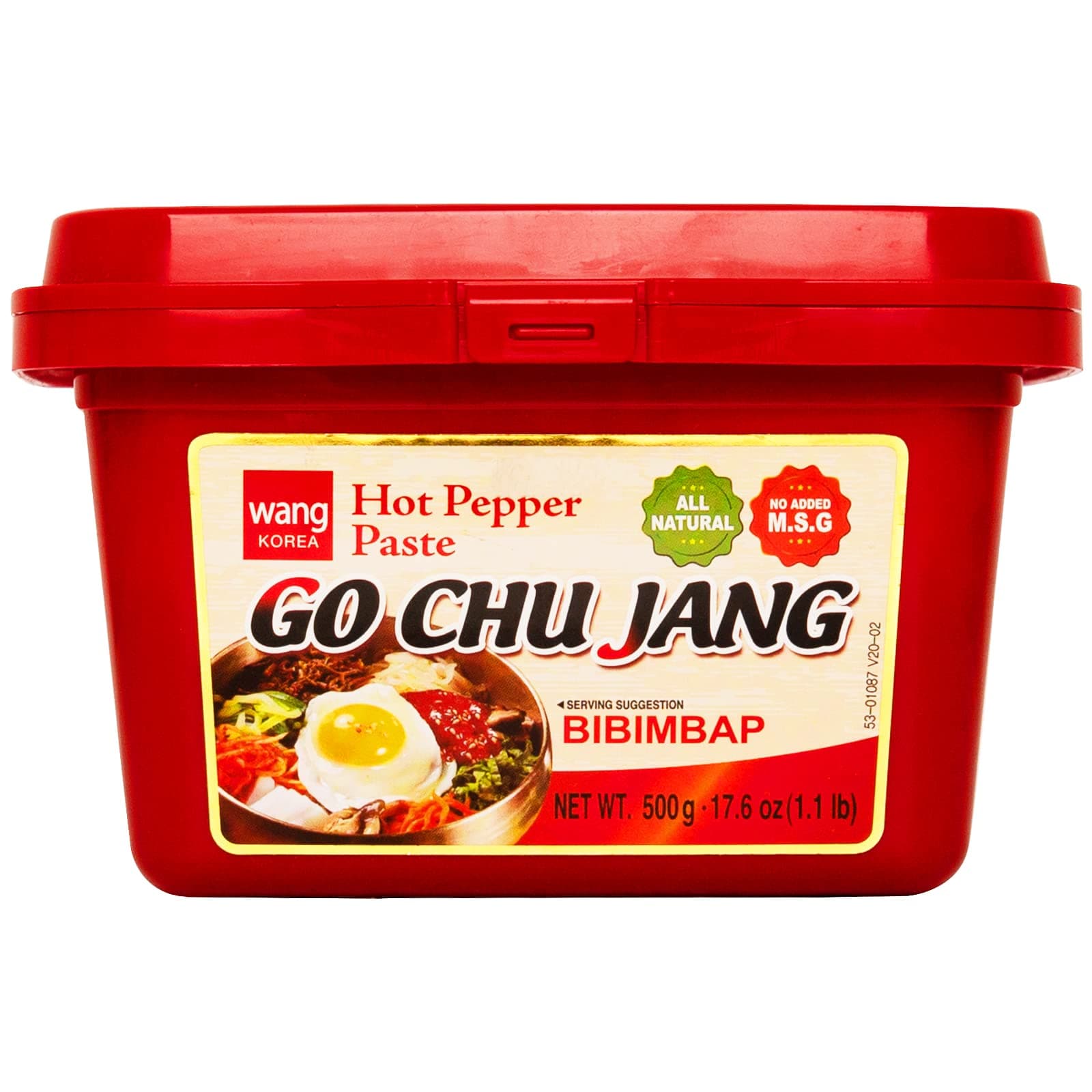Wang Gochujang - Traditional Korean Red Chili Pepper Paste, Made with All Natural Ingredients, Non-GMO and MSG-Free, 1.1 Lb (Pack of 1) - Spicy, Sweet and Deep Flavor