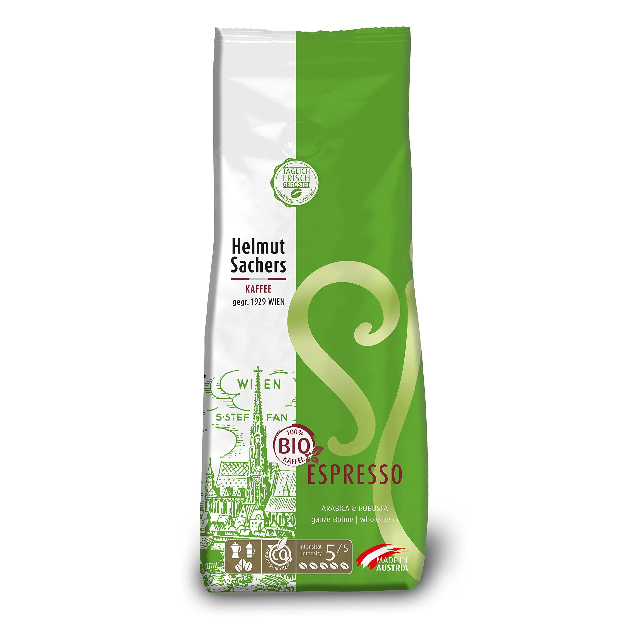 Helmut Sachers Bio Espresso Whole Bean Coffee 17.6oz/500g