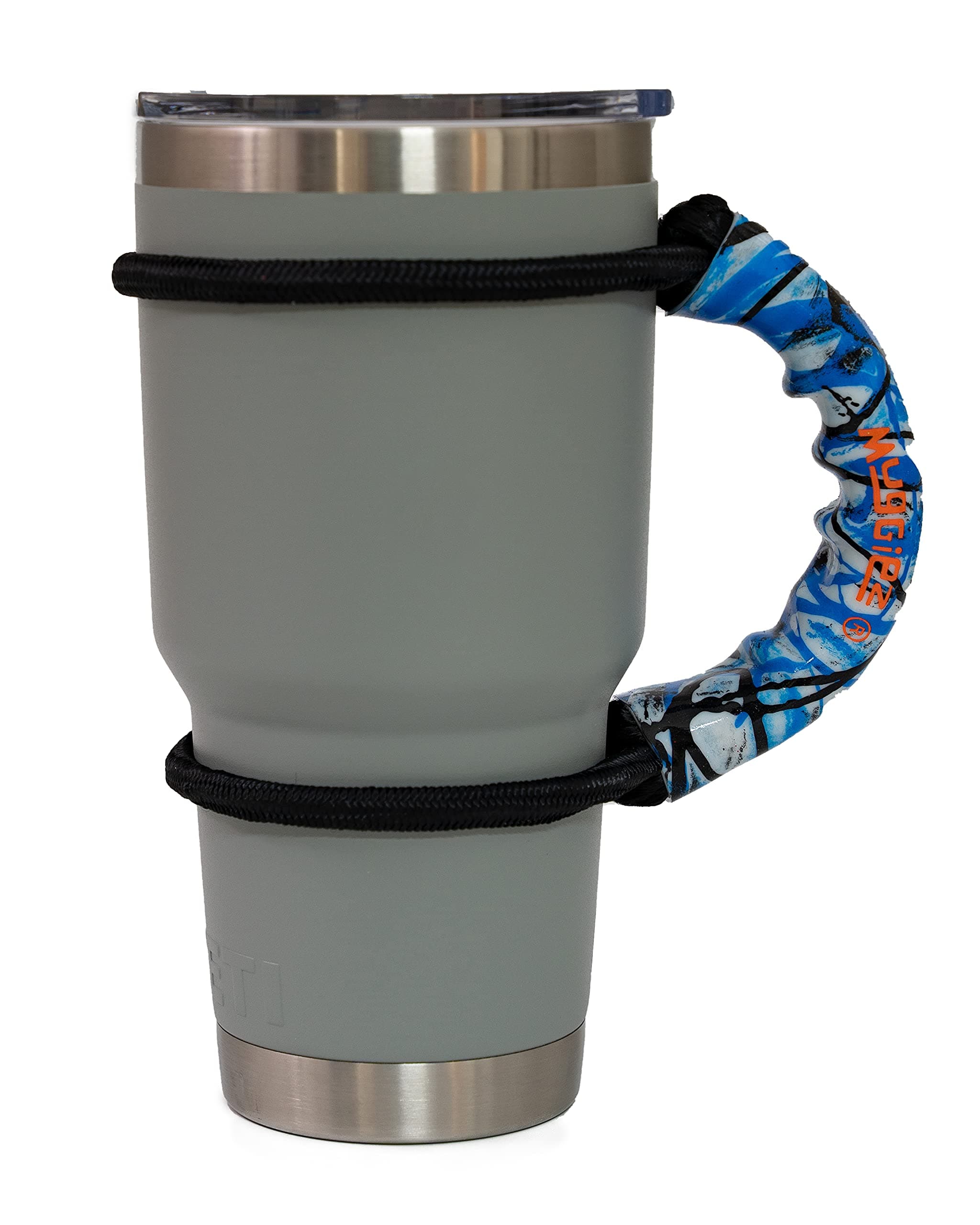 MugGiez Universal Drink Handle, Deep Blue - Black & Medium Blue, The Original Cup Handle, Premium Quality, Tough, Cups, Mugs, Bottles, Cans, Tumblers