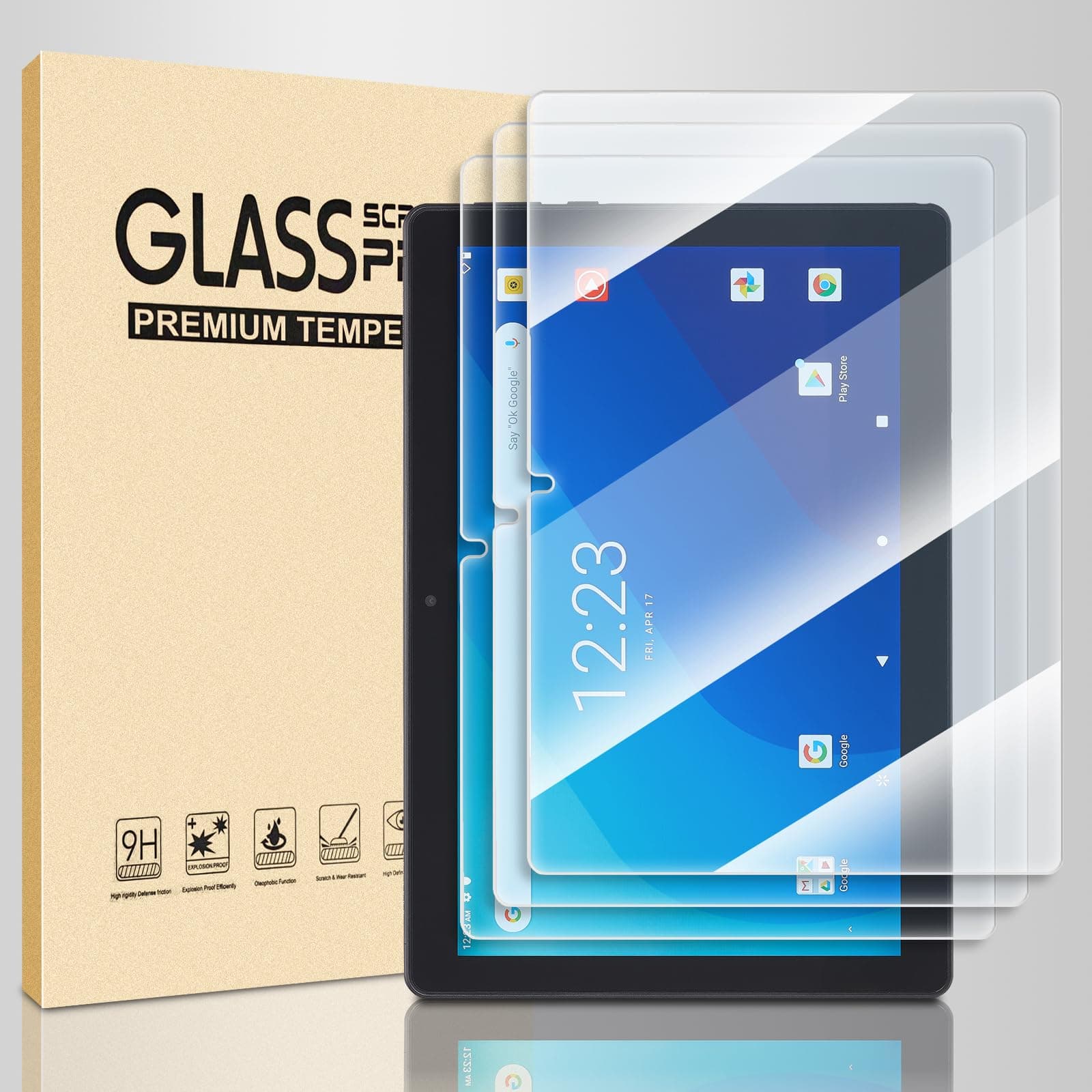 Onn 10.1" screen protector,3 Pack Onn 10.1 inch tablet screen protector,Tempered Glass Screen Protector for Onn 10.1 Tablet (2022, 3rd Gen),9H Hardness,Bubble Free,Touch Sensitive,Easy to Install (onn