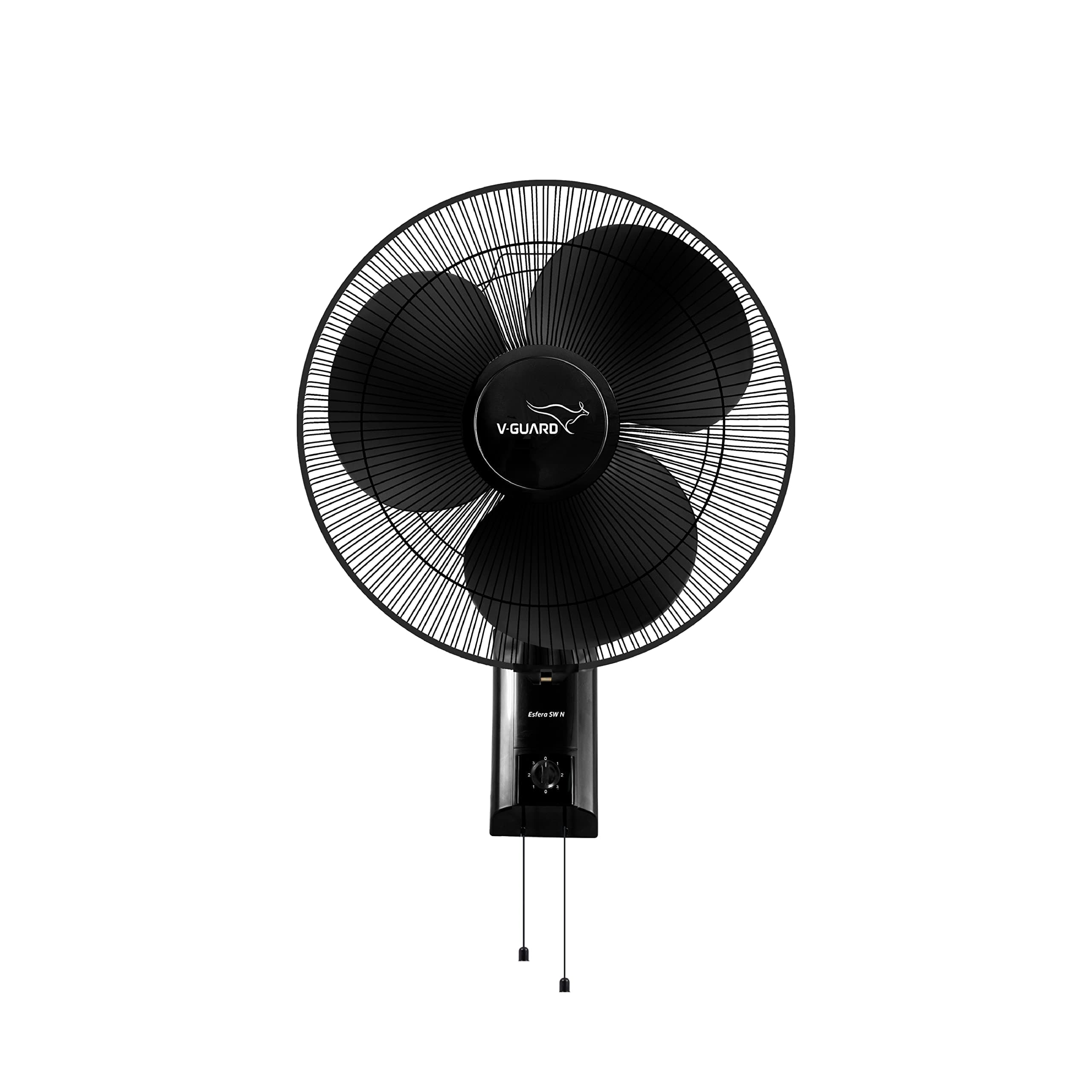 V-Guard Esfera SW N 400 mm Wall Fan | High-Speed 1350 RPM Motor | 3 Speed Settings | Aerodynamic 3 Blades | Adjustable Tilt & Oscillation | Copper Winding & ABS Body | Black