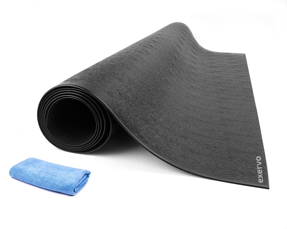 Defender Z102 Exercise Equipment Heavy Duty Elliptical Mat - Solid Vinyl Black - 102"L x 36"W x 1/8"H - Made In USA