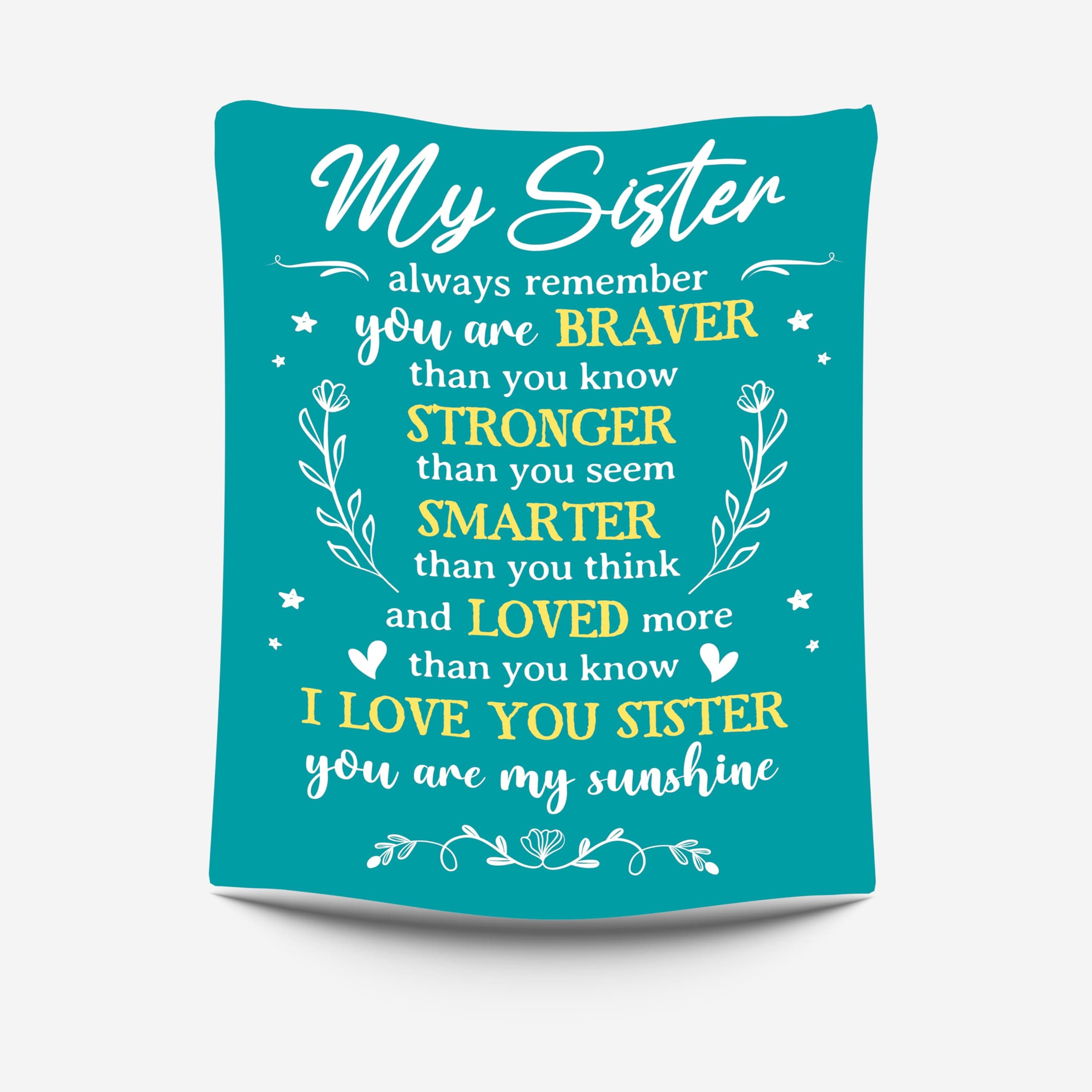 SIMORAS Sister Blanket - Sister Blankets from Sister for Christmas, Valentines - Blanket Gifts for Sisters from Sisters, Brothers - Fleece Blanket, Teal 60" x 50"