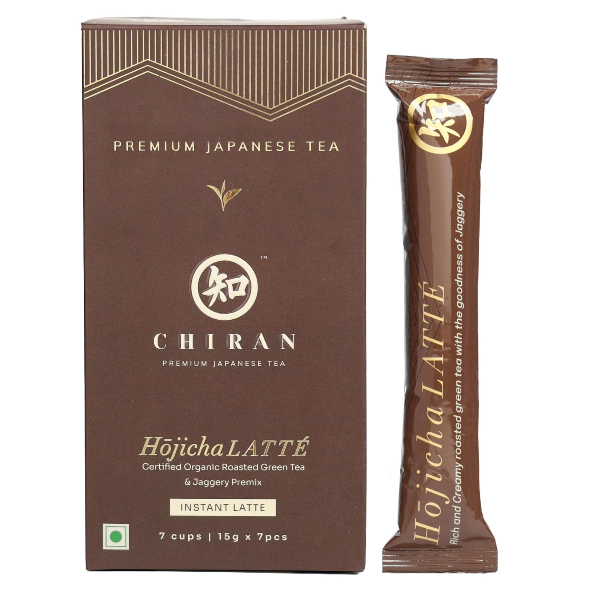 CHIRAN Instant Hojicha Latte Premix – Japanese Roasted Tea with Milk Powder & Jaggery | 7 x 15g Sachets | Enjoy Hot or Cold, Easy to Prepare