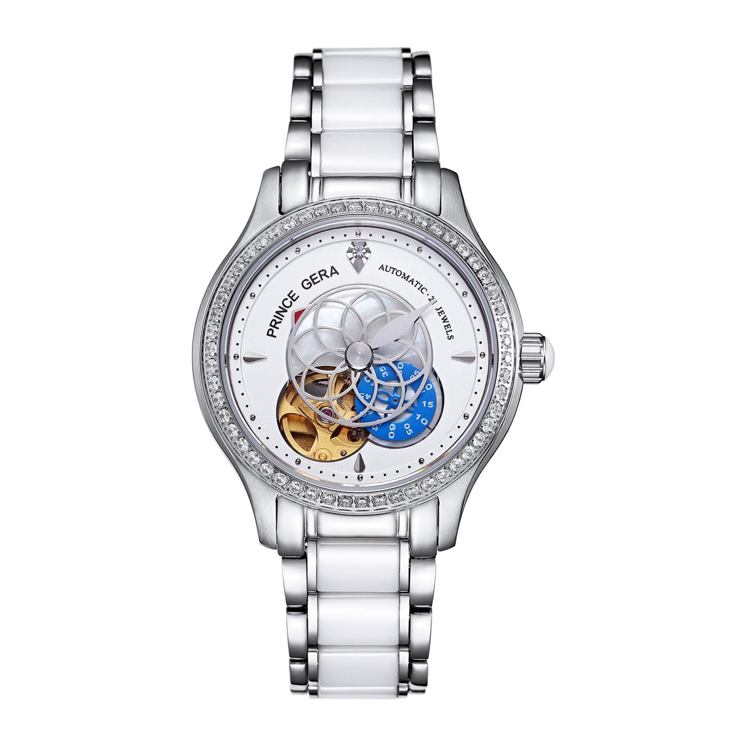 Women's Watch Automatic Mechanical Watch for Women Lotus Flower Skeleton Diamond Ladies Wrist Watches Stainless Steel Ceramic Band