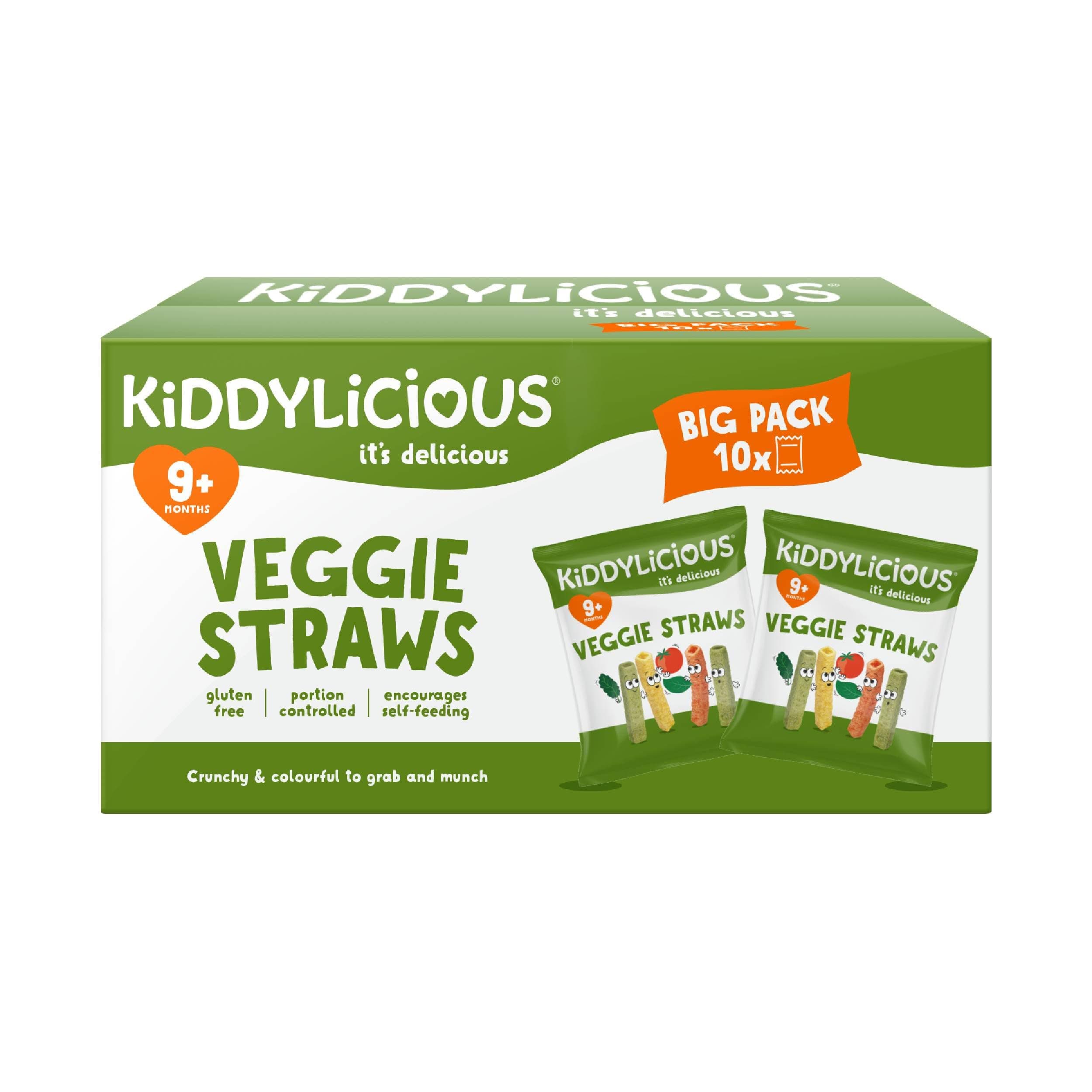 Kiddylicious Veggie Straws - Delicious Finger Food Kids Snack - Suitable for 9+ Months - 10 Packs