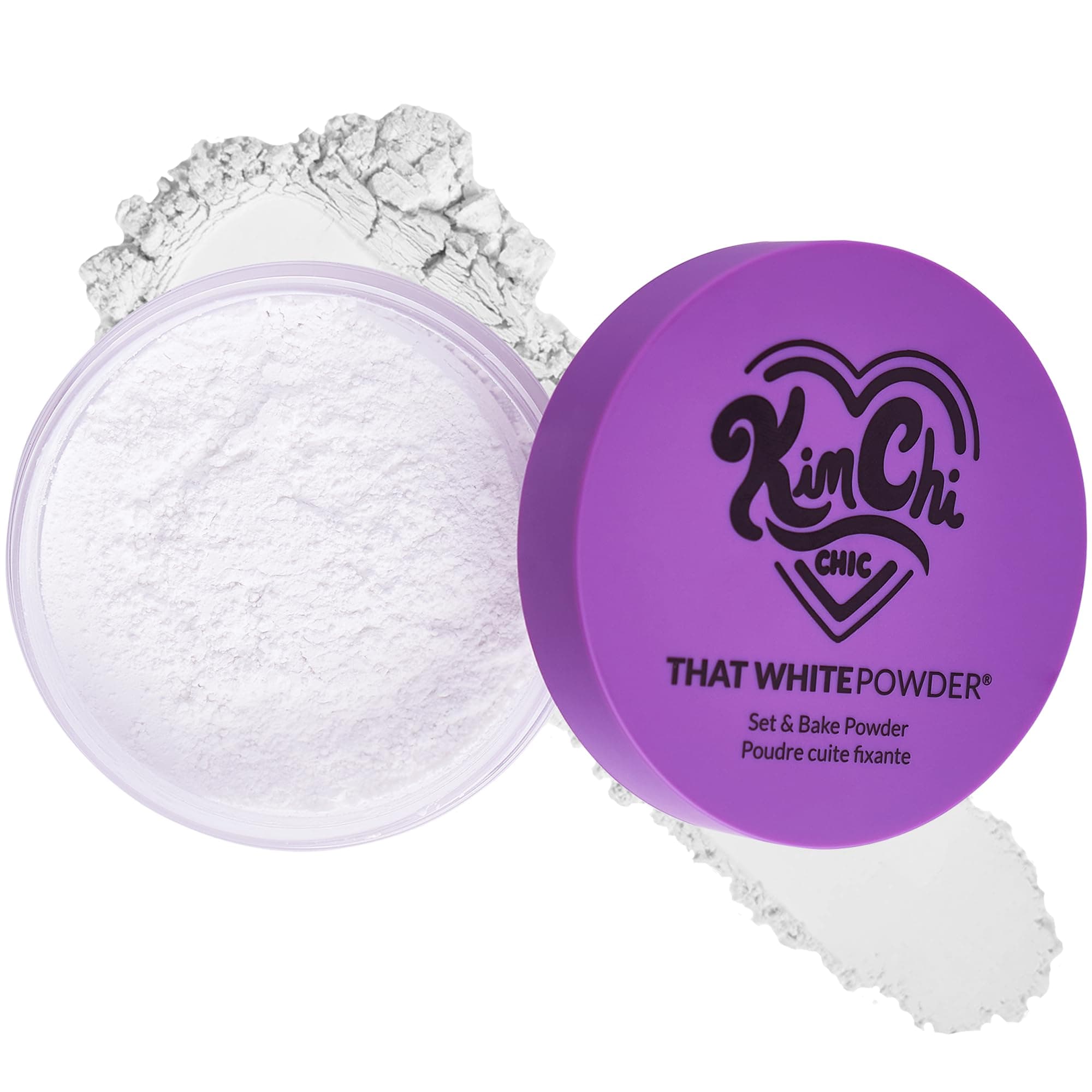 KimChiChic Beauty That WhitePowder Set and Bake Mattifying Setting Powder for Makeup, Extra Fluffy Loose Face Powder Poof, Soft Natural Face Makeup Helps Minimize the Appearance of Fine Lines, White