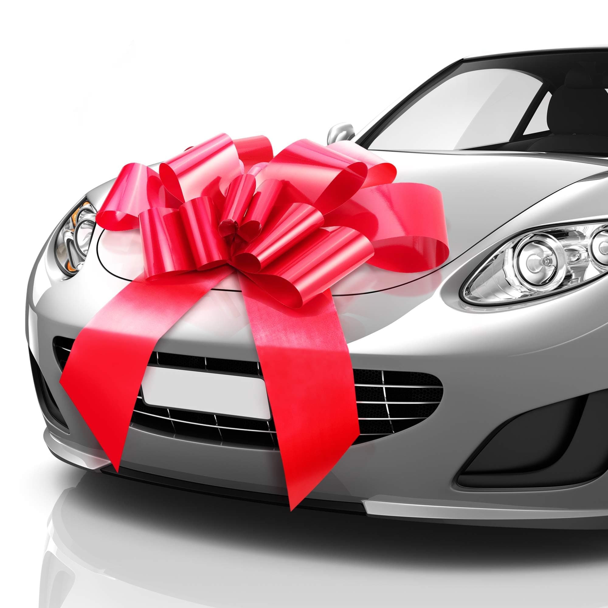 Mifflin-USA Big Car Bow (Matte Red, 30 inch) Gift Bow, Giant Bow for Car, Birthday Bow, Huge Car Bow, Big Red Bow, Christmas Bow, Gift Wrapping, Big Gift Bow for Car Decor with 2 Suction Cups