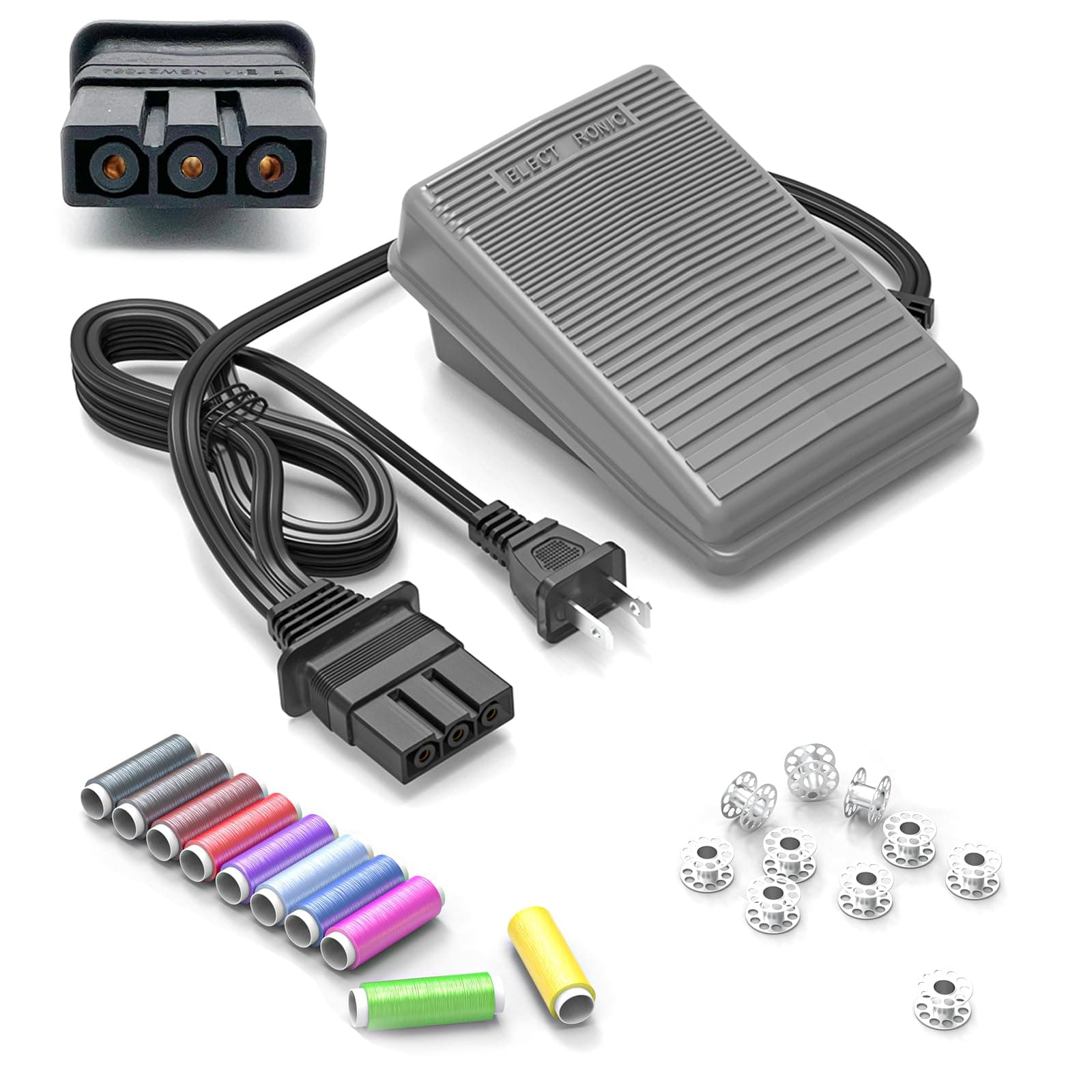 Sewing Machine Pedal and Power Cord for Brother, Compatible with Brother #J00360051 JX2517 LX3817 1034D XL2600i LS2125 XM2701 LX3125 KD1902 VX1120 LS1217 LX3014 LX2500 XR65 XL5130 XR3774 1634D ST371HD