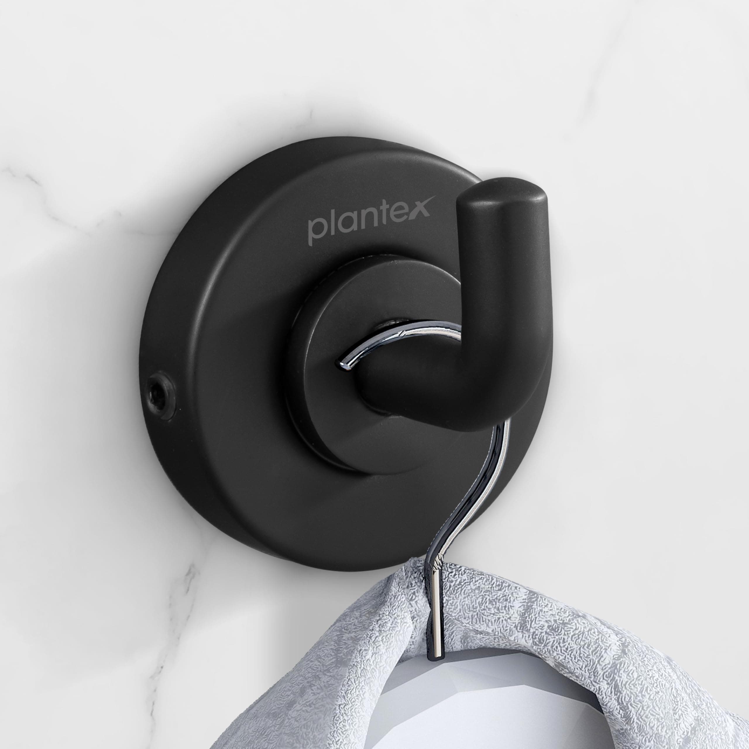 Plantex 304 Grade Stainless Steel Robe Hook/Cloth-Towel Hanger/Napkin Hanger/Bathroom Accessories - Daizy (Black)