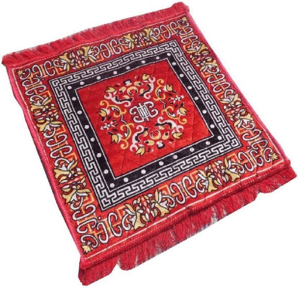 Supreme Home Collective Velvet Prayer Mat/Aasan/Puja Mat/Meditation Mat/Multipurpose Velvet Rug Mat (Size: 2ft X 2ft, Red)