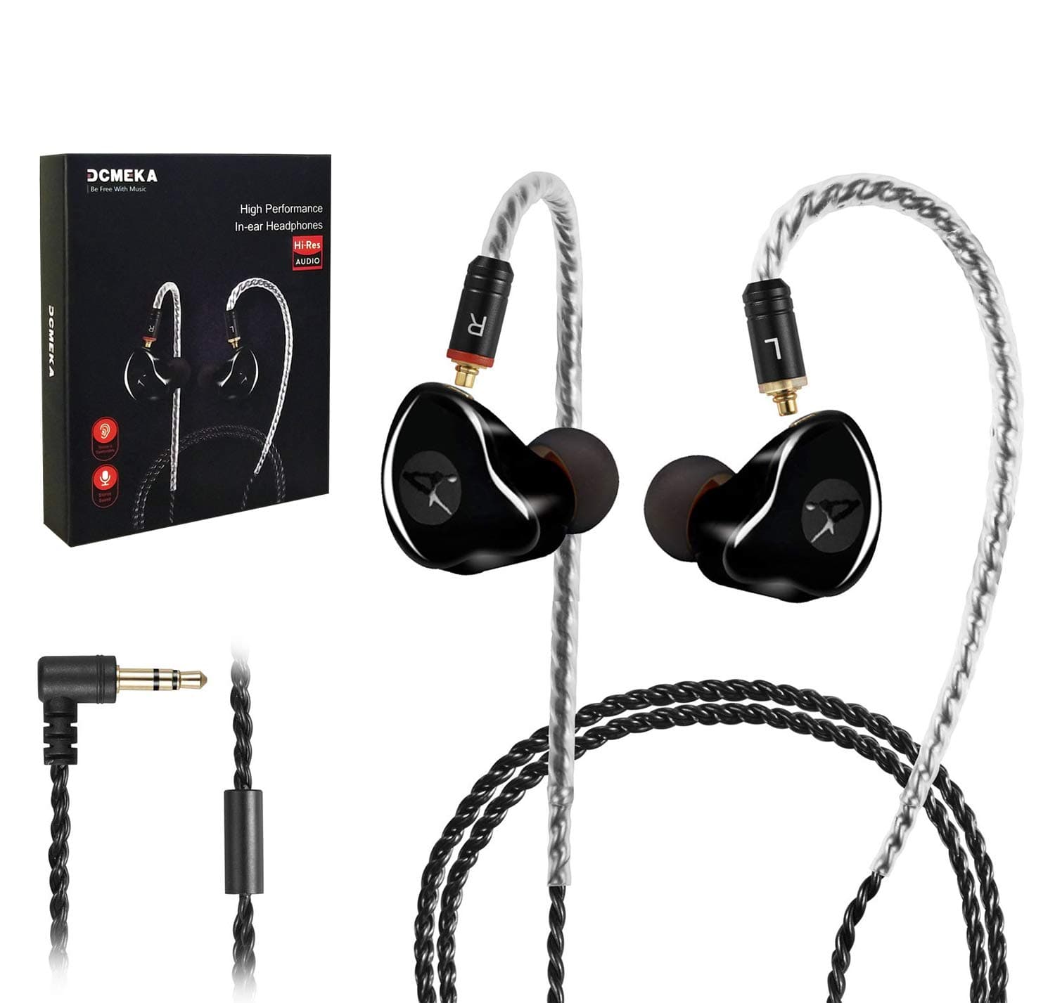 in Ear Monitor Headphones, HiFi Stereo IEM Earphones, Dynamic Dual Driver Wired Earbuds with Detachable Cable, Noise Canceling Headset for Singers Musicians Drummers Audiophile (Black)