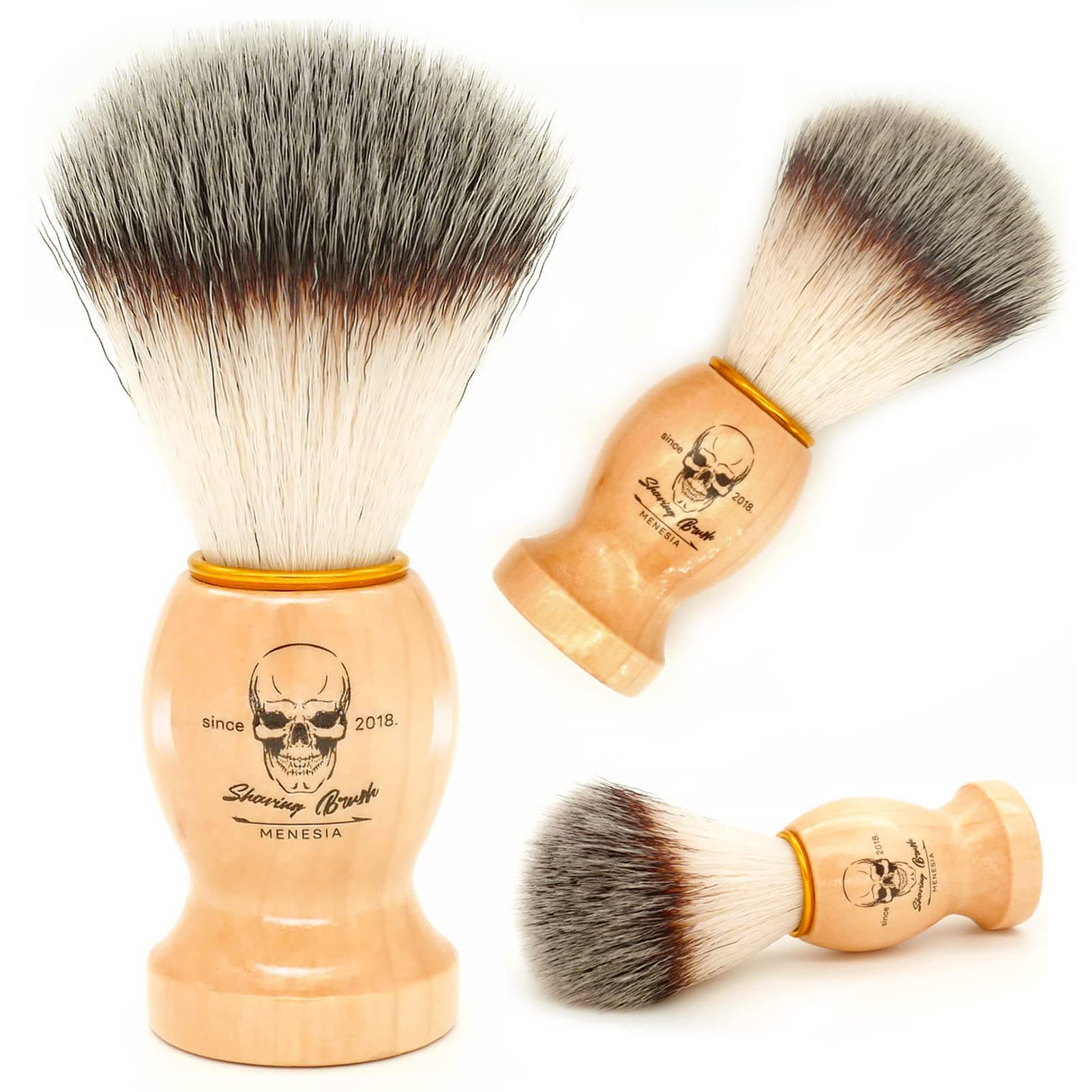 Shaving Brush for Men, Wood handle Shave Brush,Mens Shaving Cream & Soap Brush (skull)