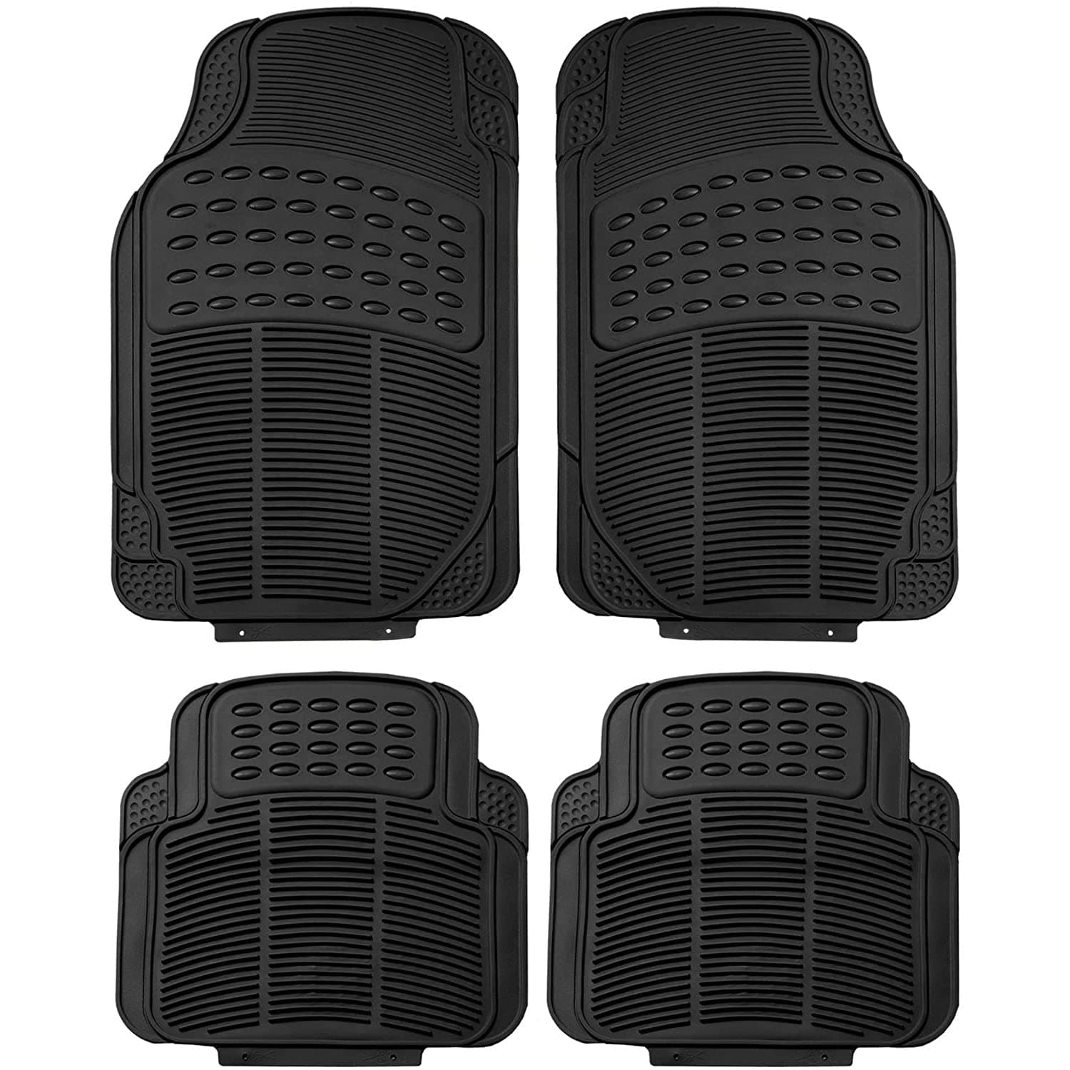 Riderscart Anti-Skid Rubber Car Floor Mat for Fiat Linea, All-Weather Protection Heavy Duty Floor Mat for Car with Anti Tear Technology, Automotive Floor Mats (Set of 4, Black)
