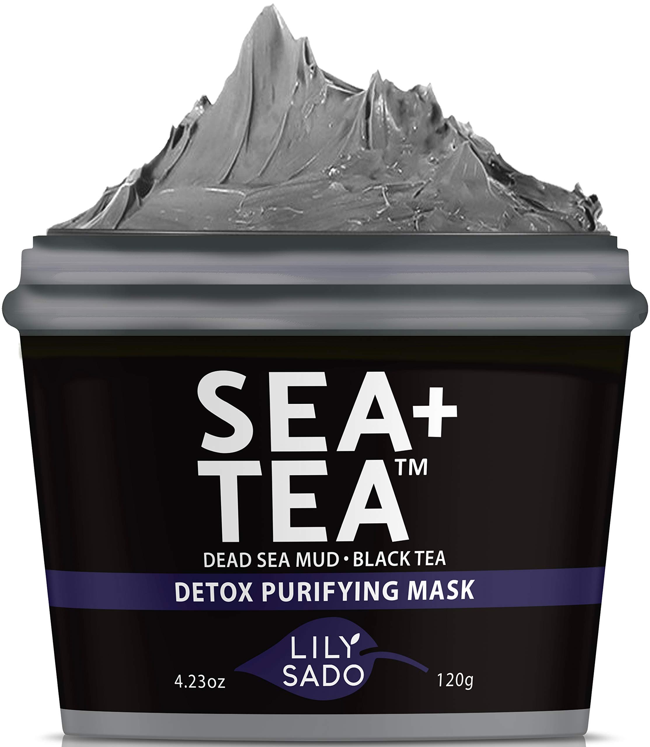 LILY SADO Dead Sea Mud Mask with Black Tea for Acne, Oily Skin & Blackheads - Best Anti-Aging Defense Against Wrinkles & Under-eye Dark Circles - Best Natural Pore Reducer - 4.23 oz